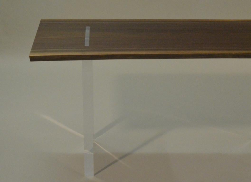 Contemporary Acrylic and Walnut Console Table by Scott Gordon For Sale 1
