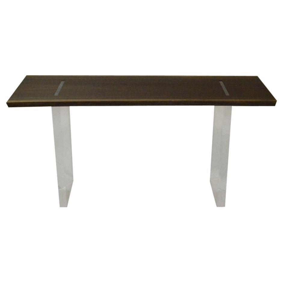 Contemporary Acrylic and Walnut Console Table by Scott Gordon