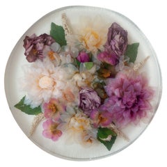 Assiette de service  gteaux en acrylique contemporaine avec fleurs de soie
