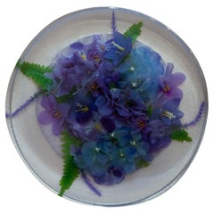 Assiette de service à gâteaux en acrylique contemporaine avec fleurs de soie