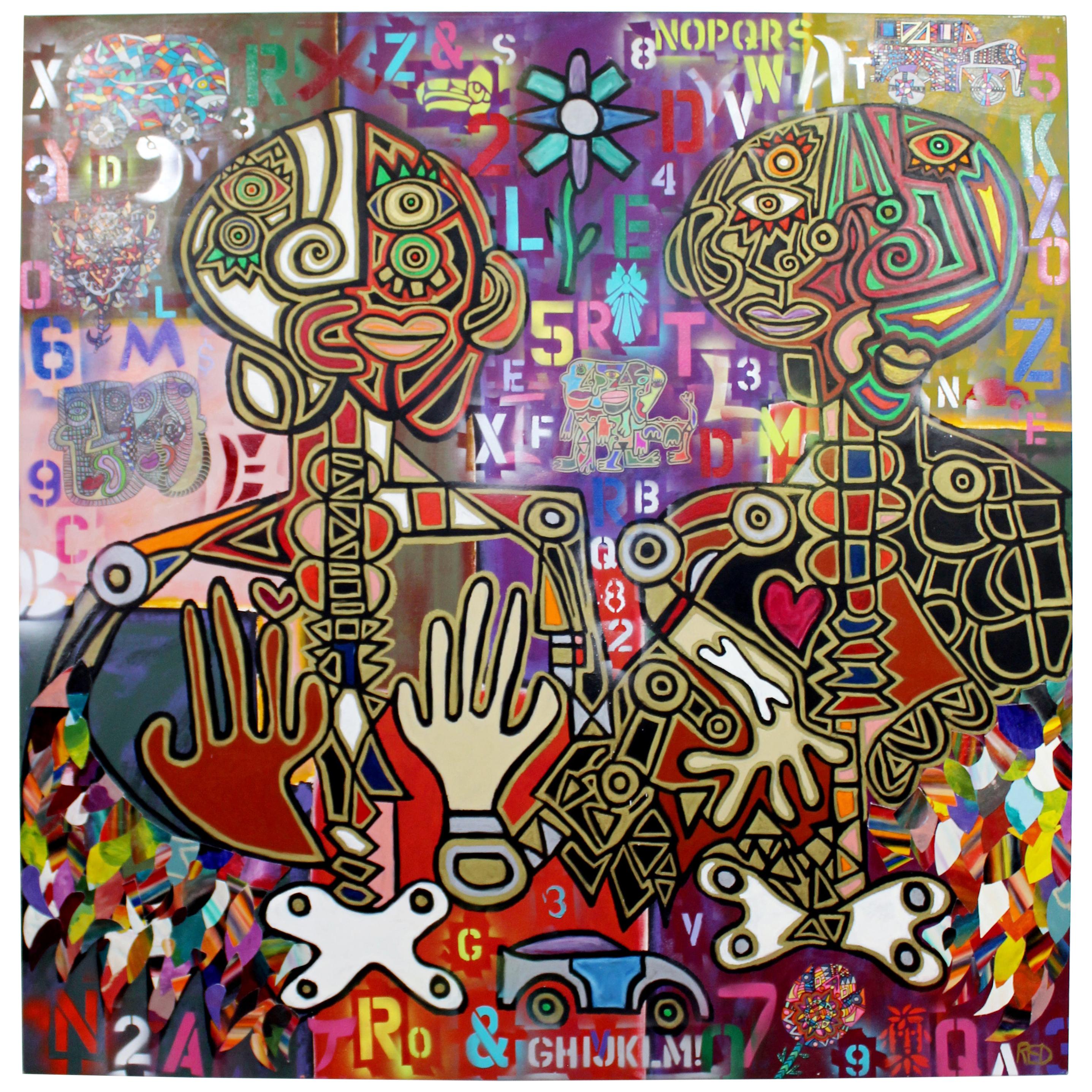 Contemporary Acrylic Graffiti Art Painting Canvas Rodney Denne Desolate