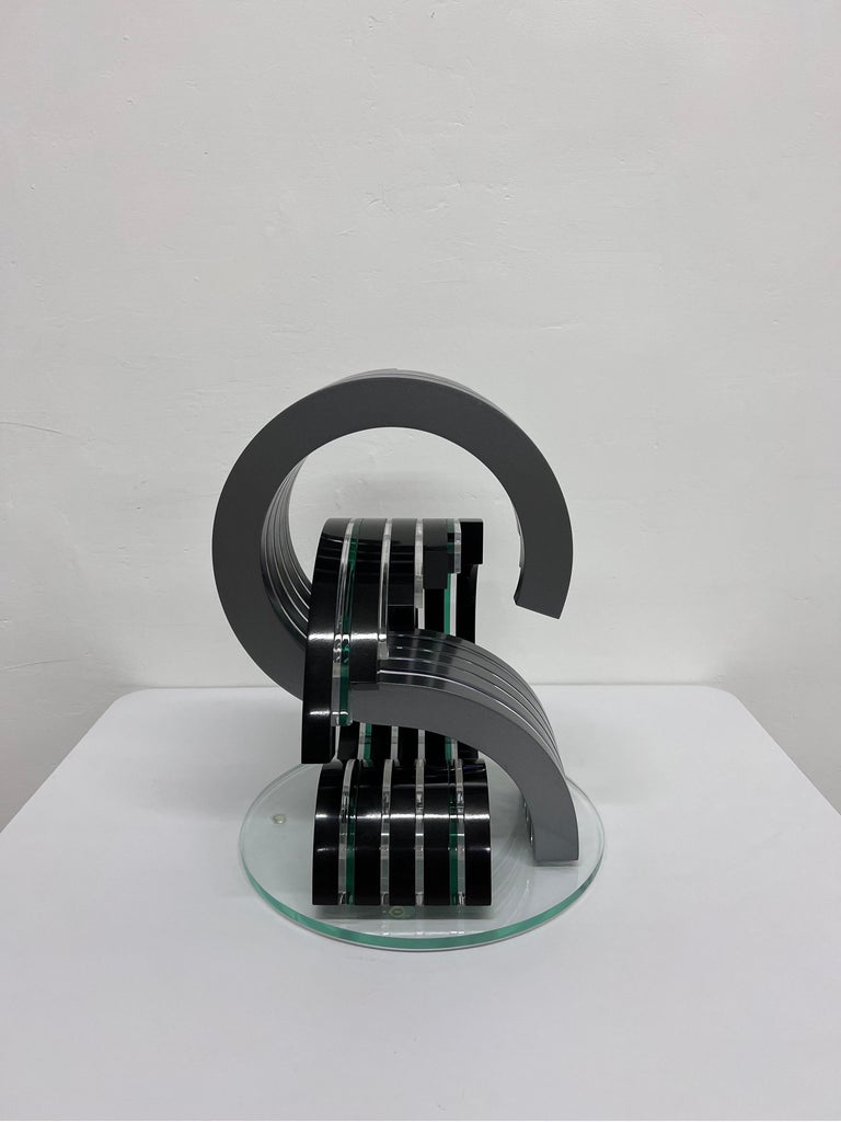 Unknown Contemporary Acrylic Lucite Sculpture on Glass Base, 2001 For Sale