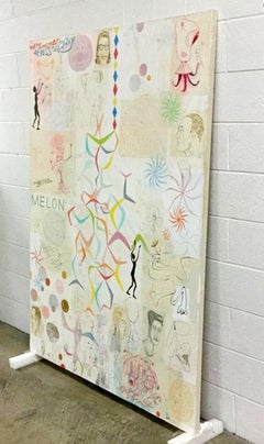Contemporary Acrylic Mixed Media Canvas Painting Signed Christian Schumann 1990s
