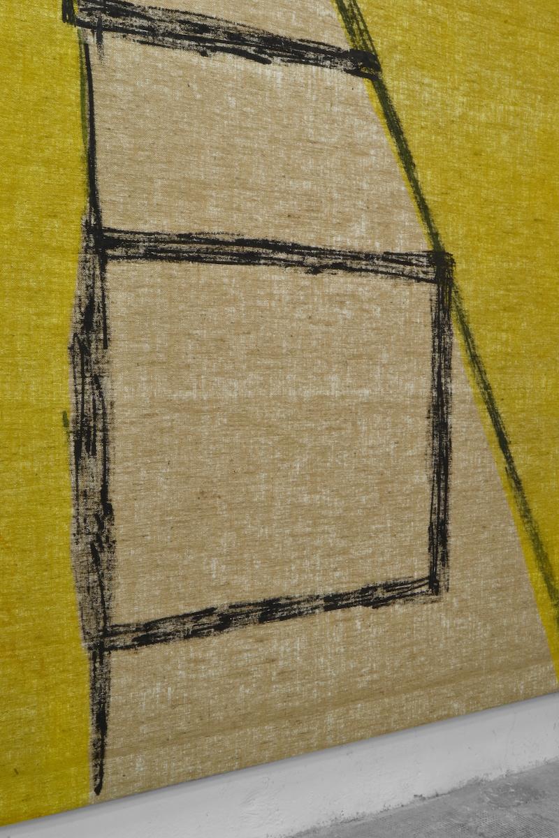 Eduardo Barco Contemporary Abstract Acrylic on Burlap - Yellow Modern Canvas In New Condition For Sale In madrid, ES