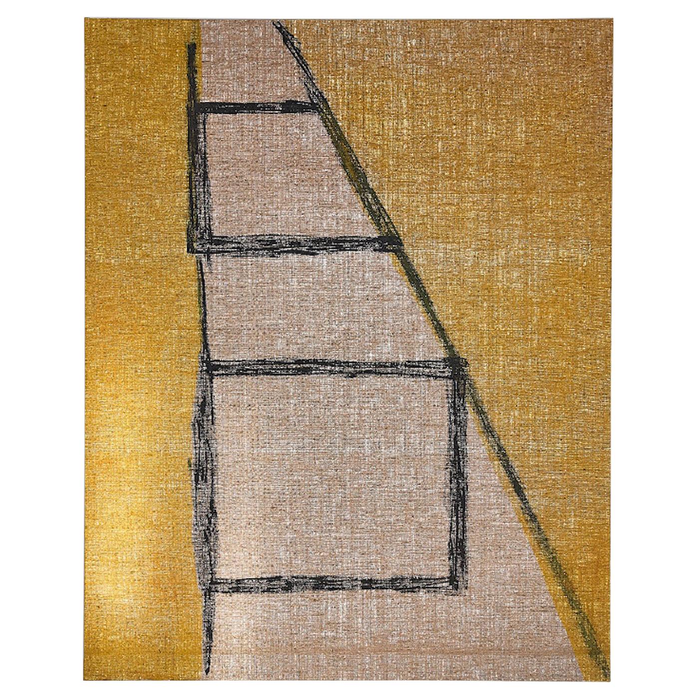 Eduardo Barco Contemporary Abstract Acrylic on Burlap - Yellow Modern Canvas For Sale