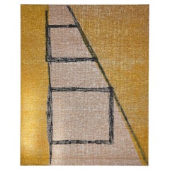 Eduardo Barco Contemporary Abstract Acrylic on Burlap - Yellow Modern Canvas