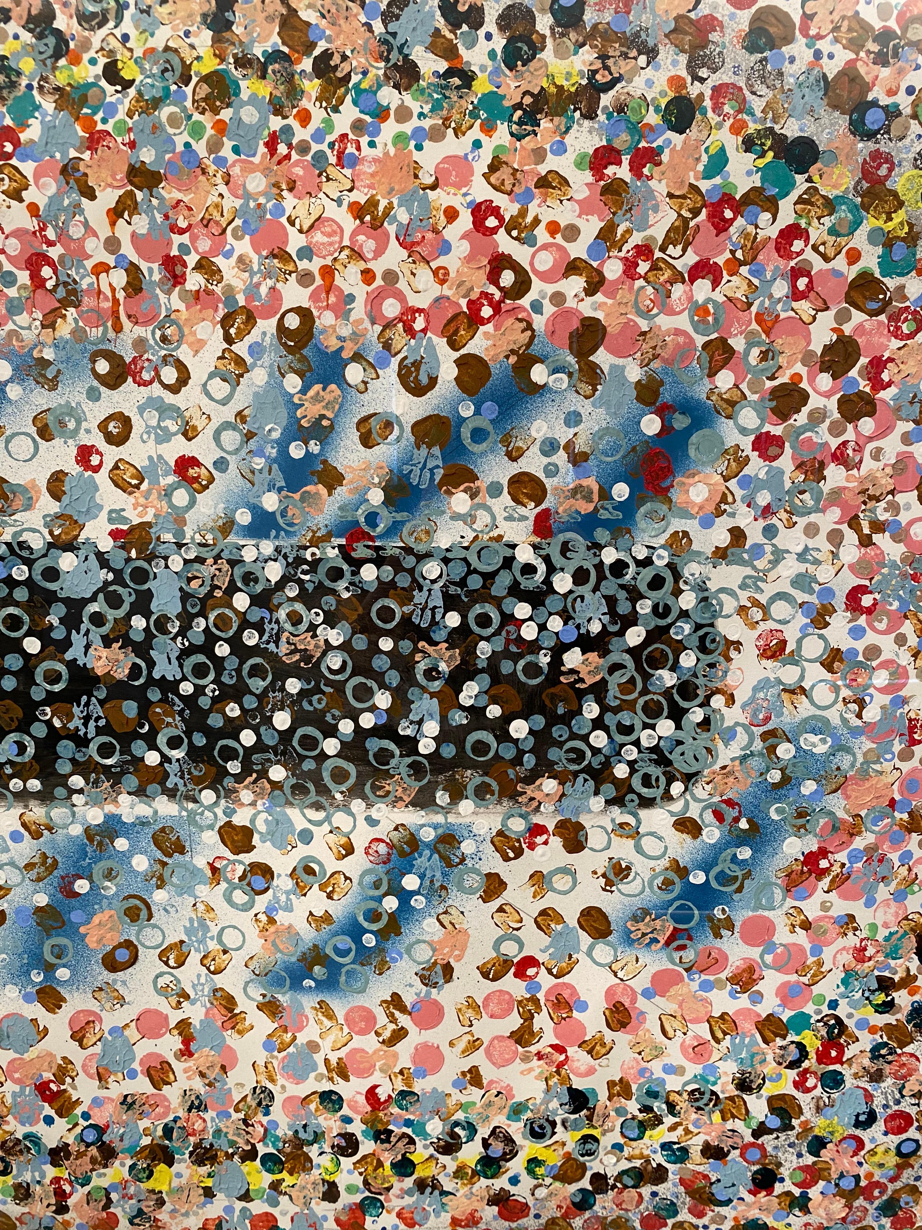 Contemporary Acryl auf Papier Multi-Color-Gemälde, signiert KALM im Zustand „Gut“ im Angebot in Miami, FL