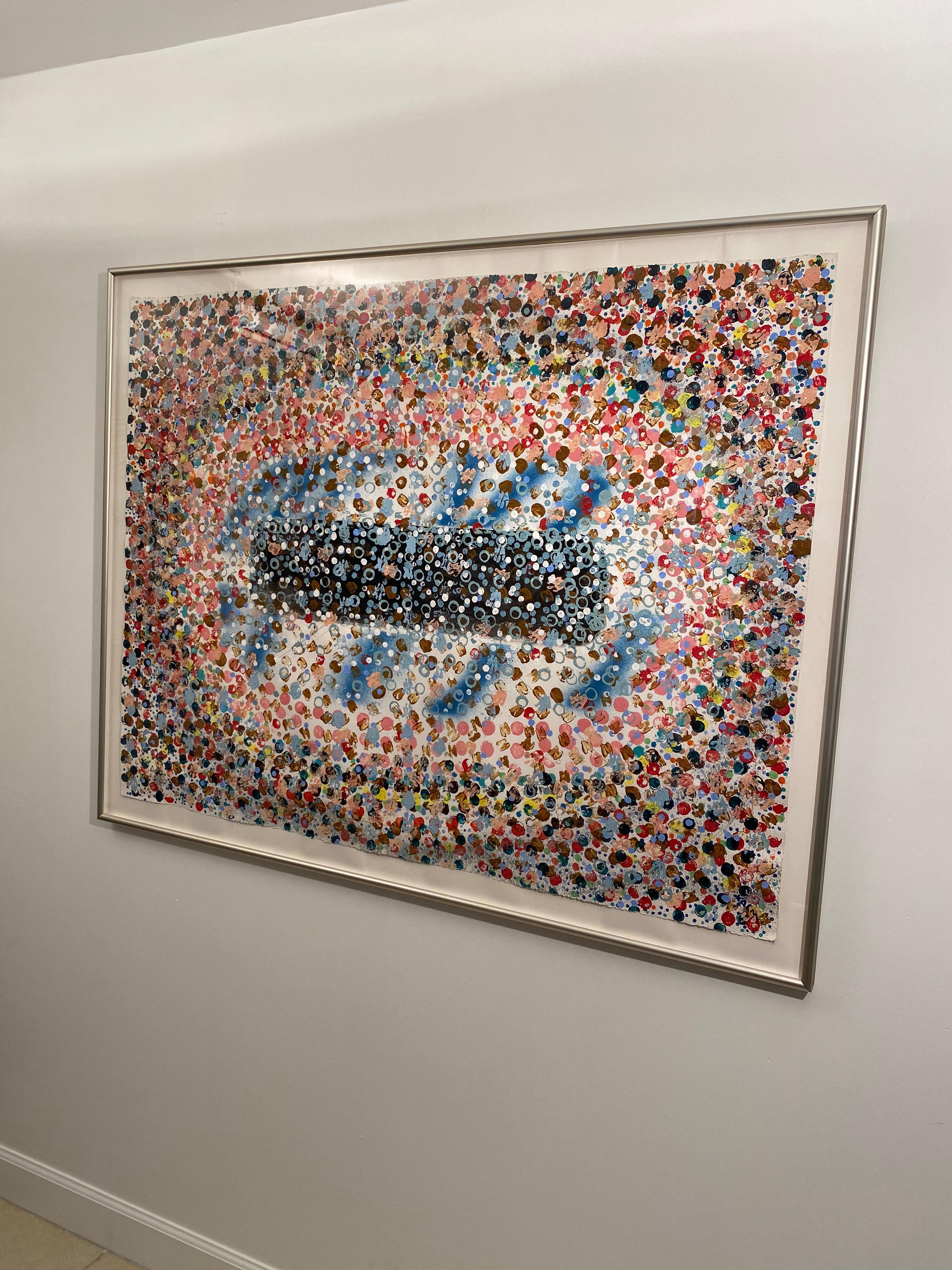 Contemporary Acryl auf Papier Multi-Color-Gemälde, signiert KALM im Angebot 2