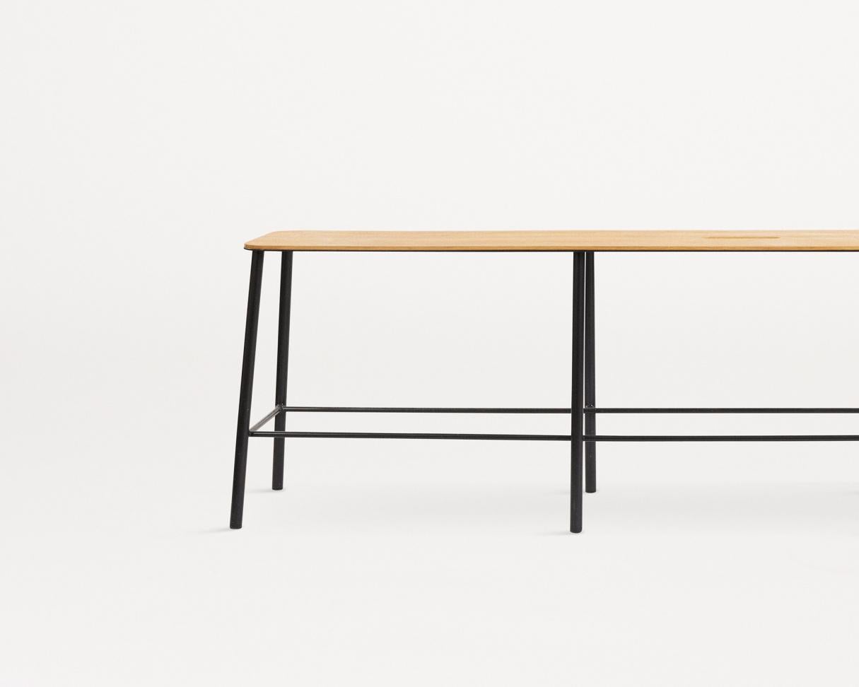 Scandinavian Modern FRAMA Scandinavian Design Adam Bench in Oak with Black Steel Frame L1600 For Sale