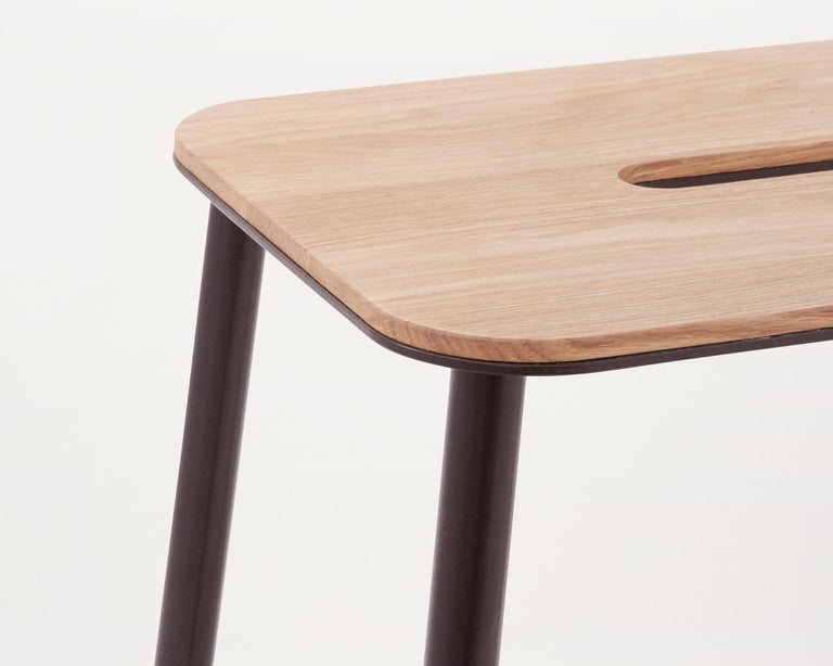 FRAMA Contemporary Minimal Design Adam Stool in Oak with Black Steel ...