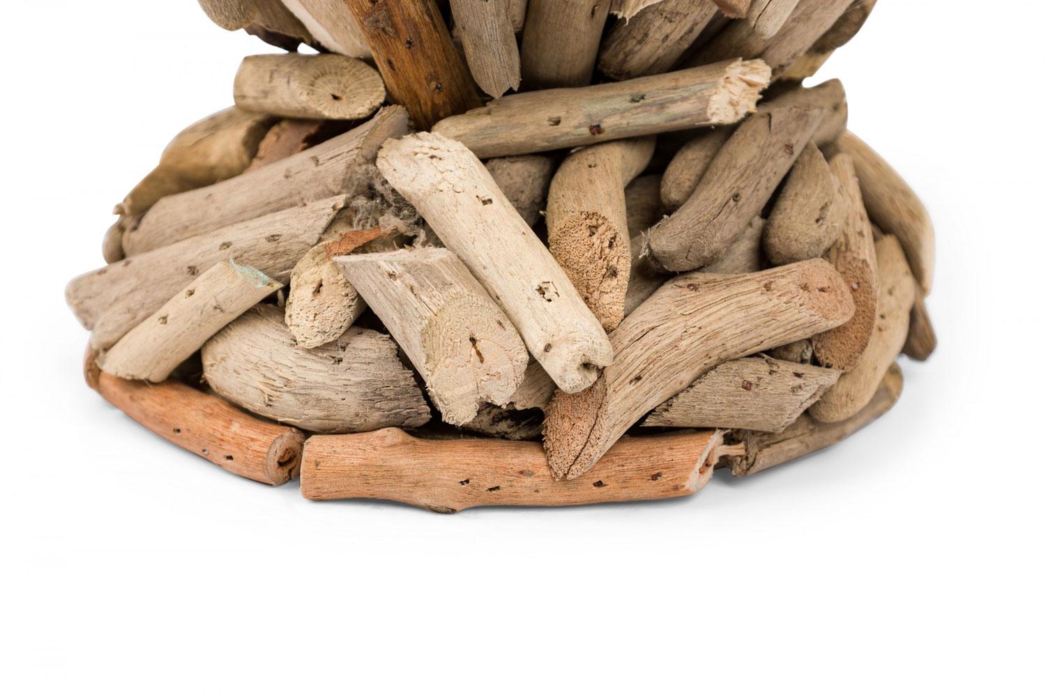 Contemporary Adirondack Style Glass and Twig Candle Holder In Good Condition For Sale In Queens, NY