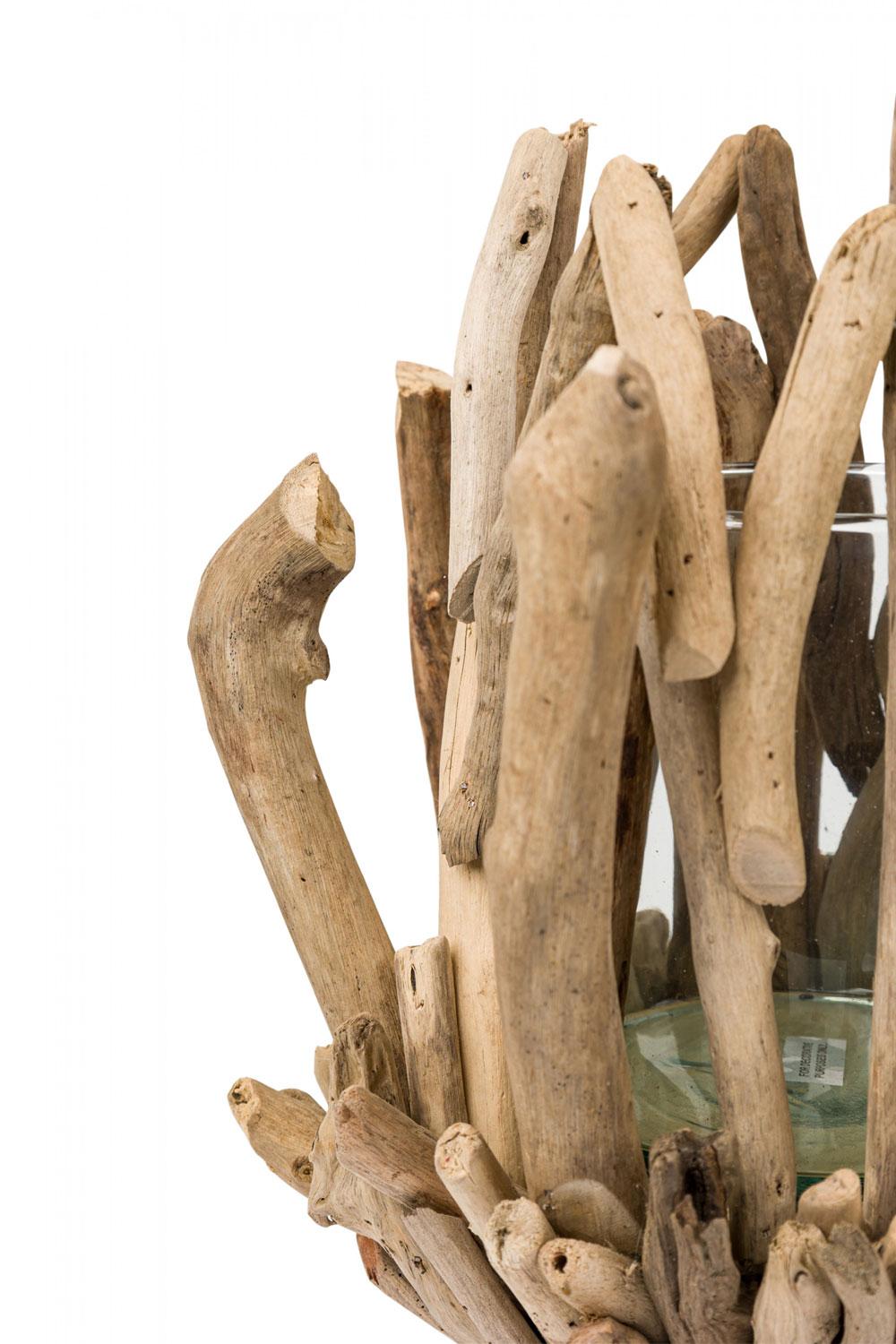 Contemporary Adirondack Style Glass and Twig Candle Holder For Sale 1