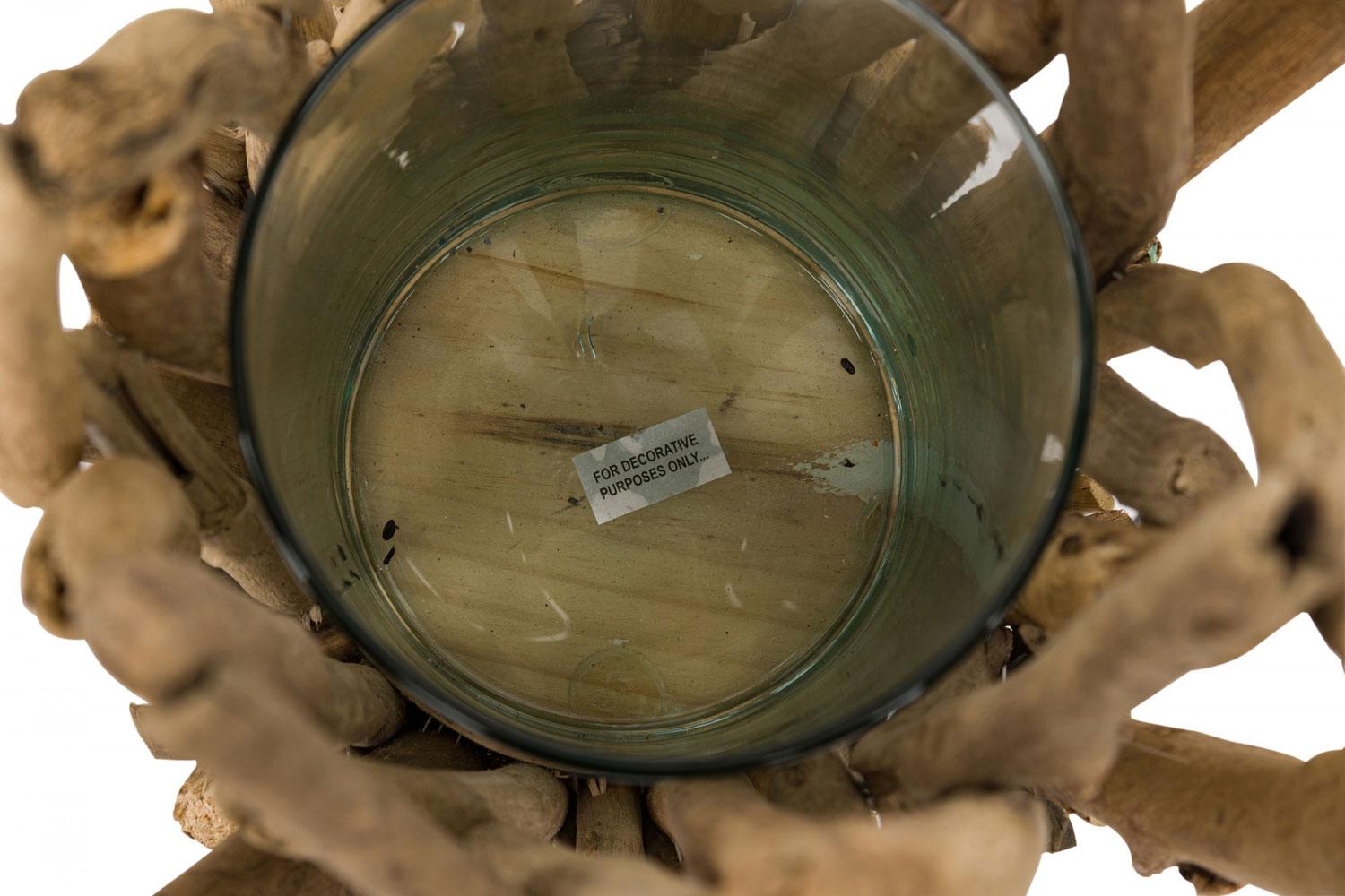 Contemporary Adirondack Style Glass and Twig Candle Holder For Sale 2