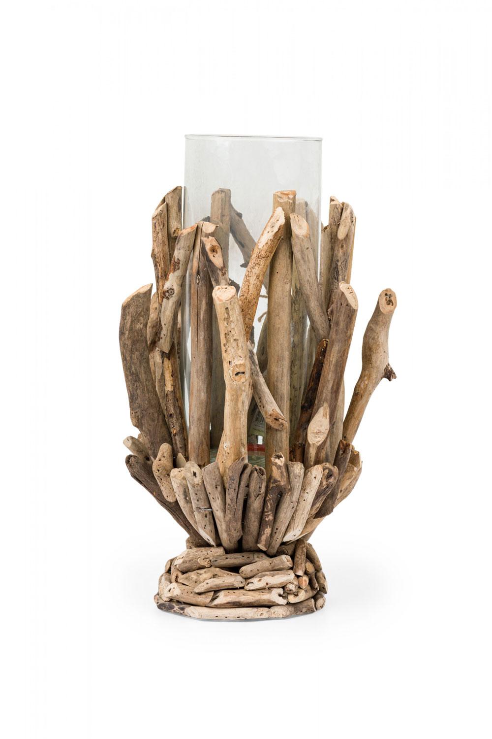 Portavelas Contemporáneo de Vidrio y Ramita Estilo Adirondack Estadounidense en venta