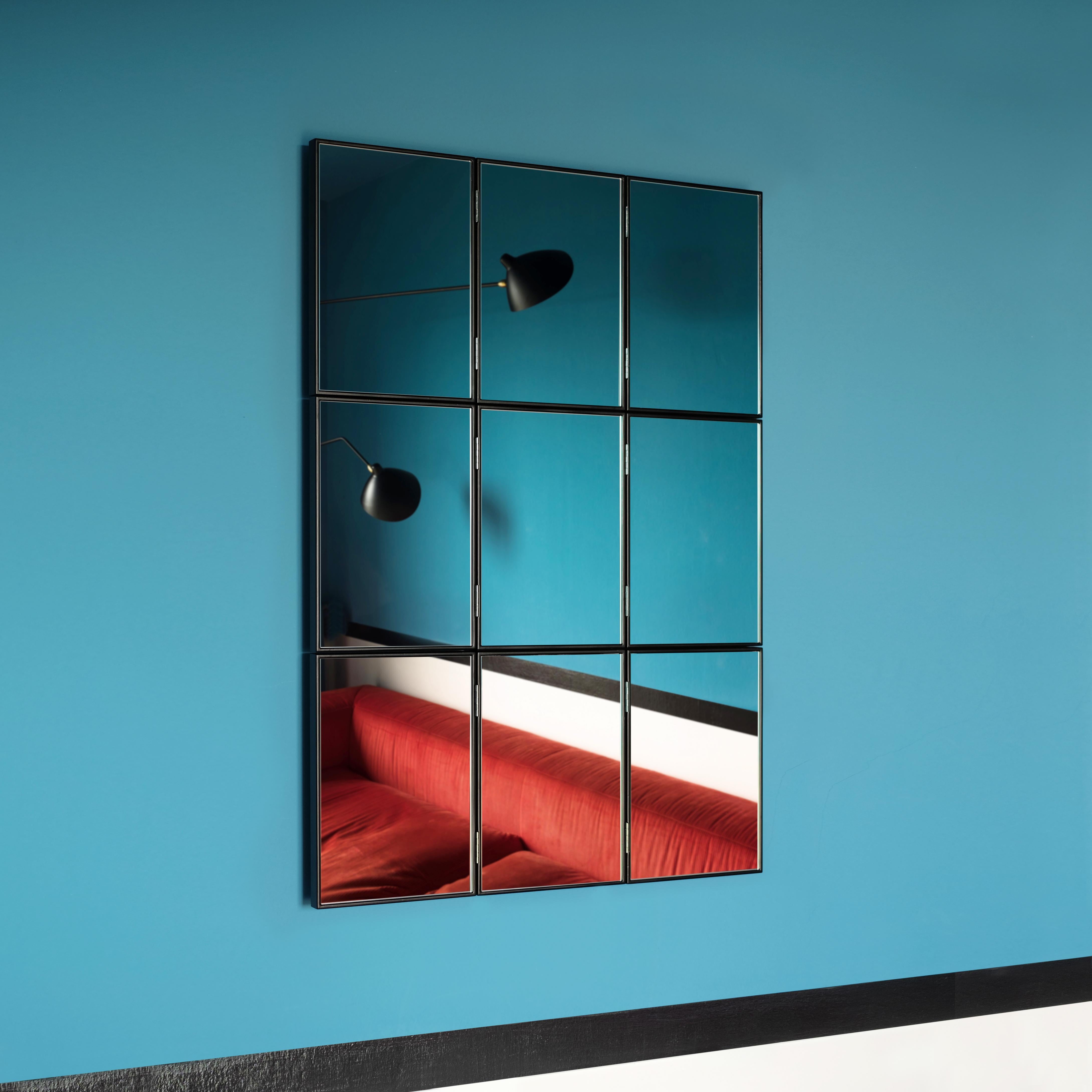 Modern Contemporary Adjustable Wall Mirror Lacquered Wood For Sale