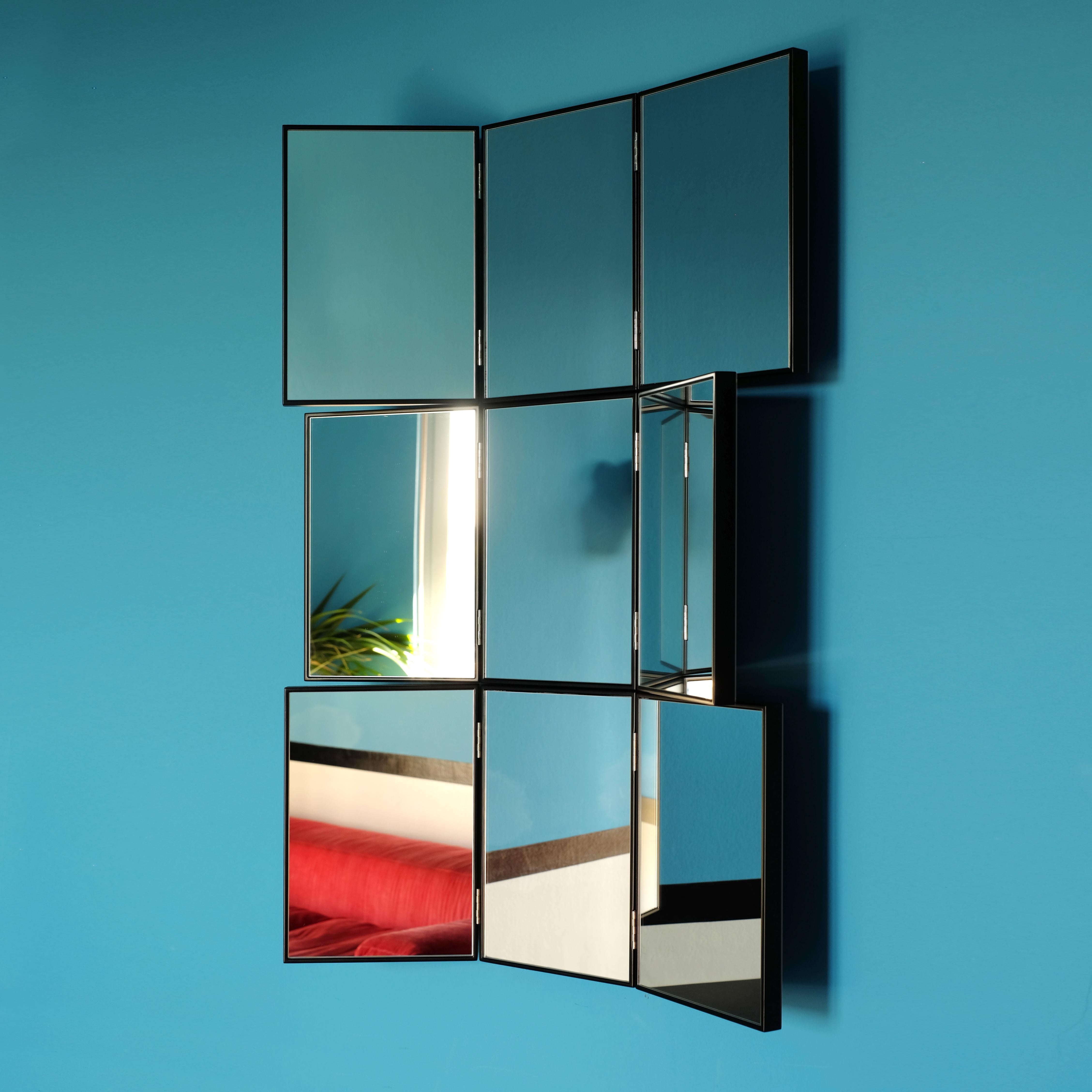 Contemporary Adjustable Wall Mirror Lacquered Wood For Sale 1