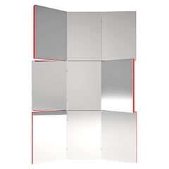Contemporary Adjustable Wall Mirror Lacquered Wood Steel Metal