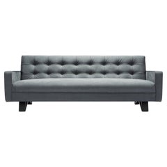 Divano Adoni Contemporary in Alcantara grigio chic con gambe in noce cerato nero