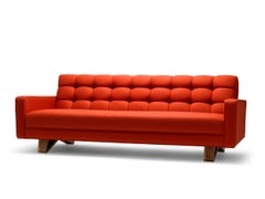 Contemporary Red Adoni Sofa in Red Wool with Walnut Legs