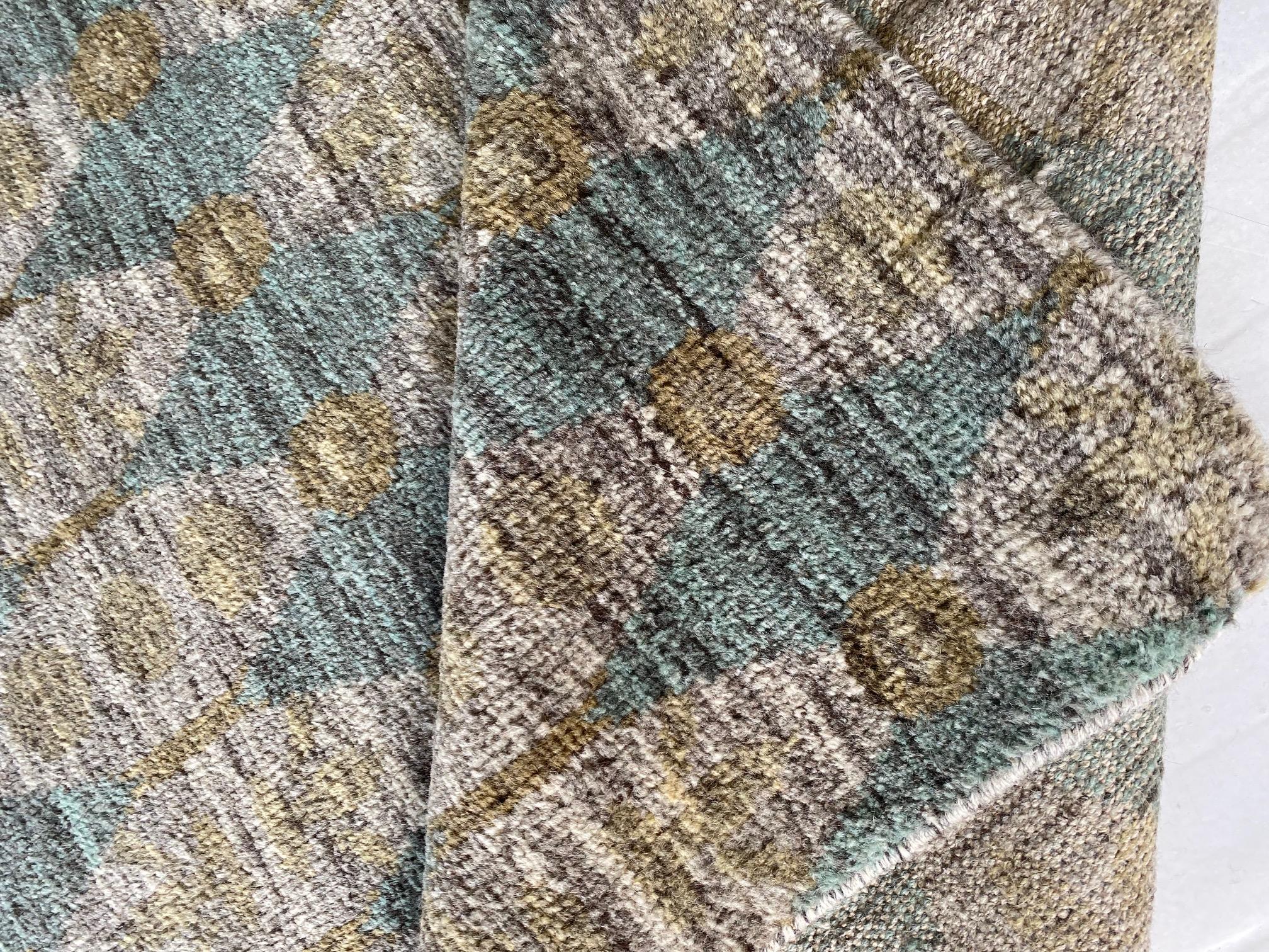 Zeitgenössischer ägäischer handgefertigter Teppich in Ägäischem Grün von Bunny Williams für Doris Leslie Blau (Nepalesisch) im Angebot