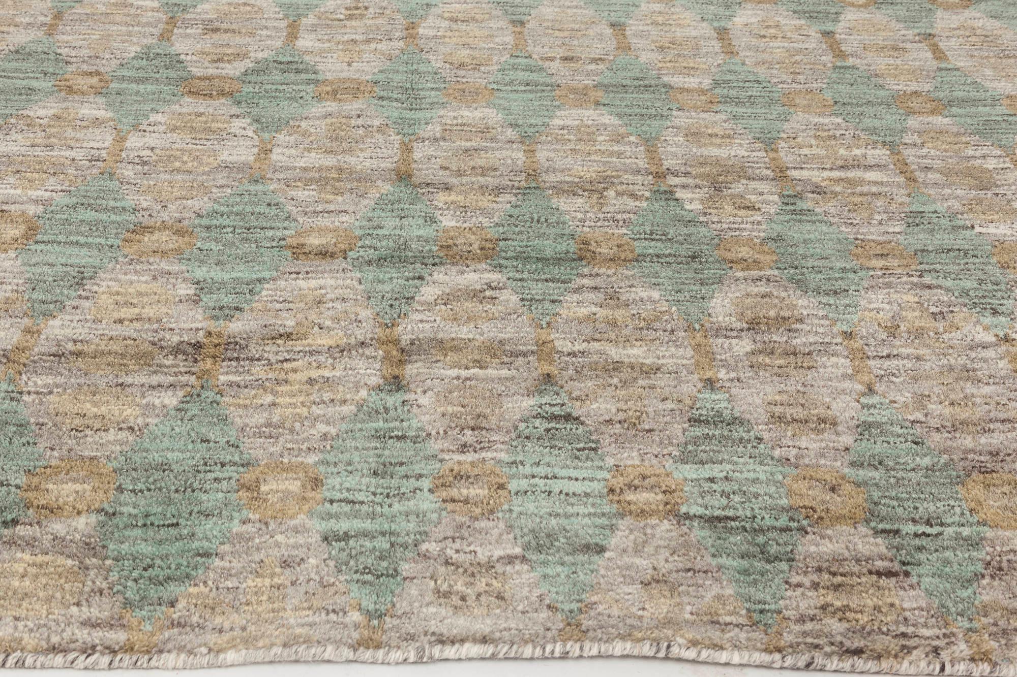 Zeitgenössischer ägäischer handgefertigter Teppich in Ägäischem Grün von Bunny Williams für Doris Leslie Blau (Wolle) im Angebot
