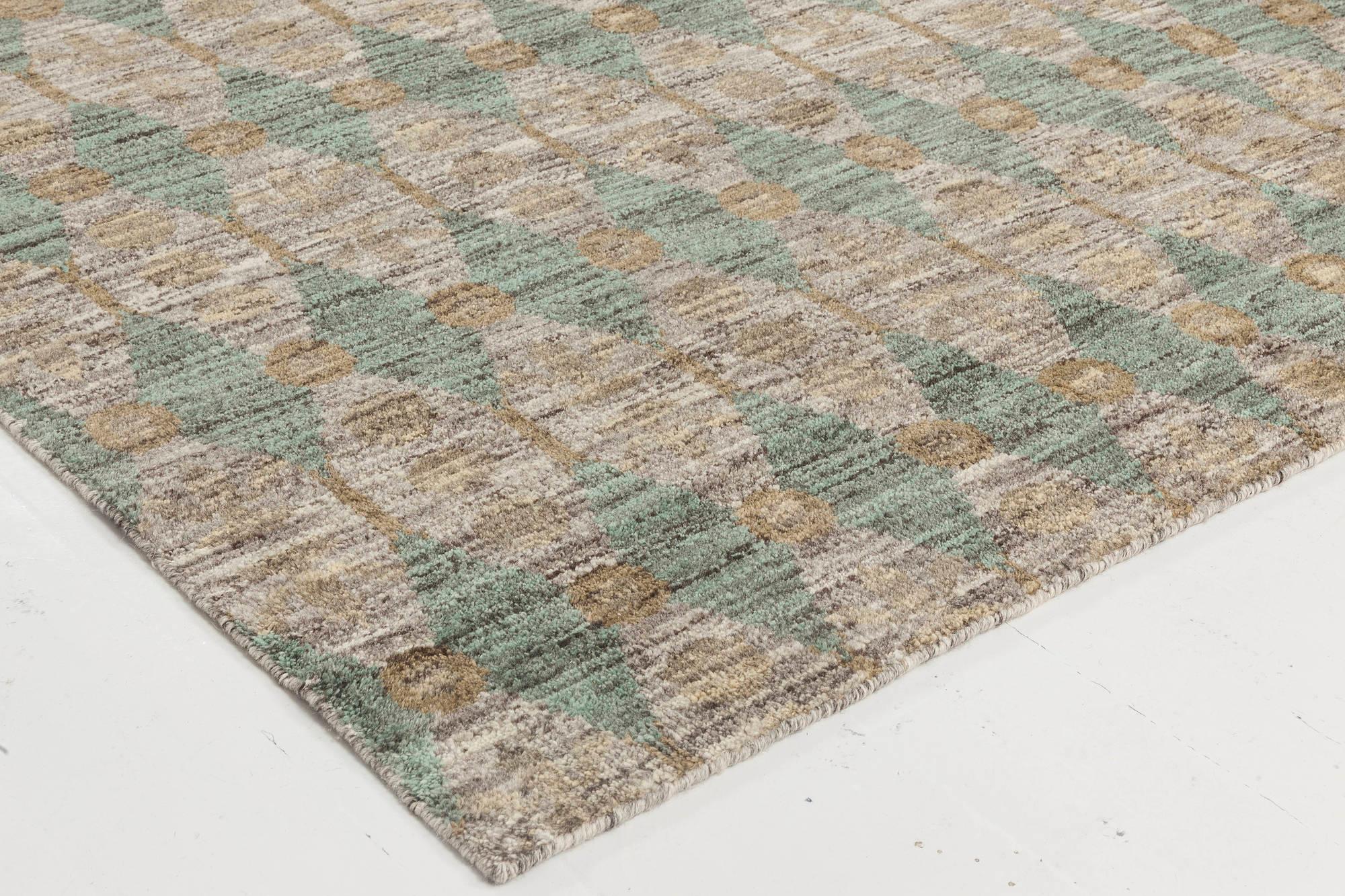 Zeitgenössischer ägäischer handgefertigter Teppich in Ägäischem Grün von Bunny Williams für Doris Leslie Blau im Angebot 1