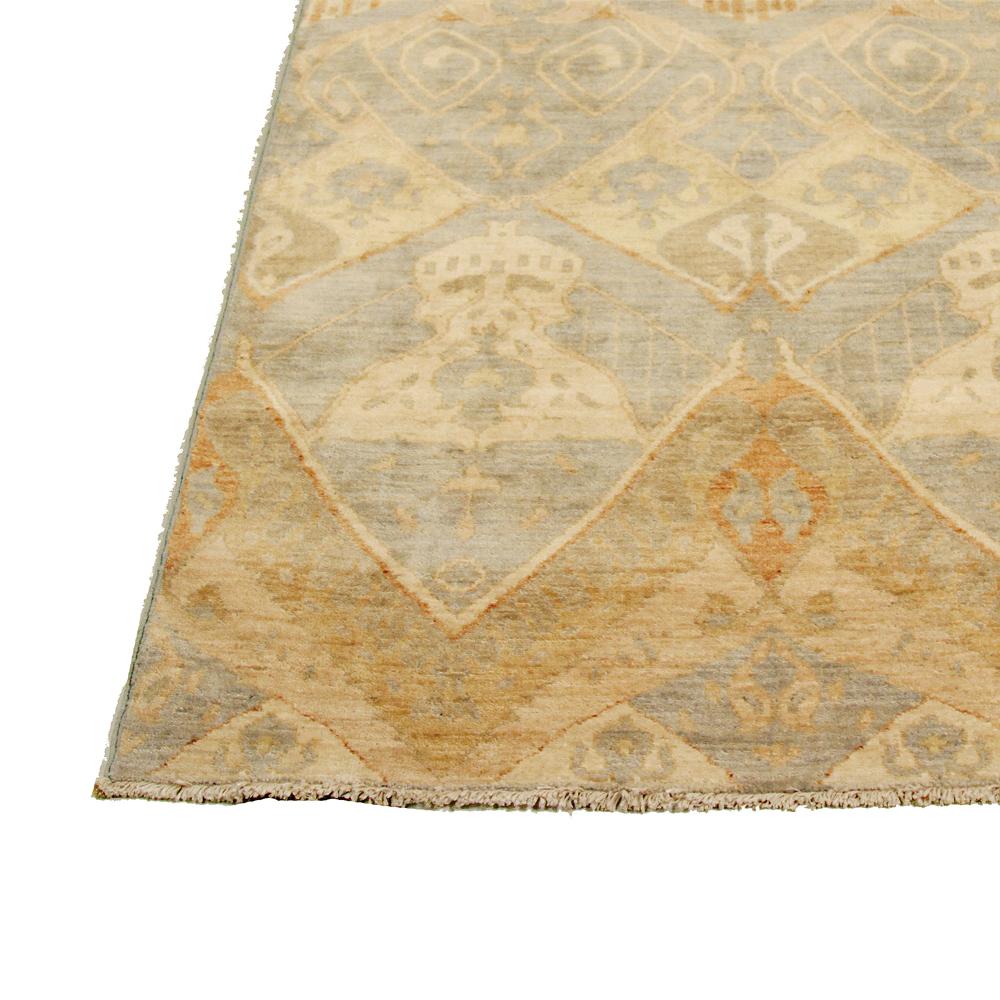 Hand-Woven Contemporary Afghan Ikat Rug with Brown & Ivory Botanical Details For Sale