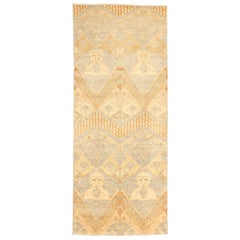 Contemporary Afghan Ikat Rug with Brown & Ivory Botanical Details
