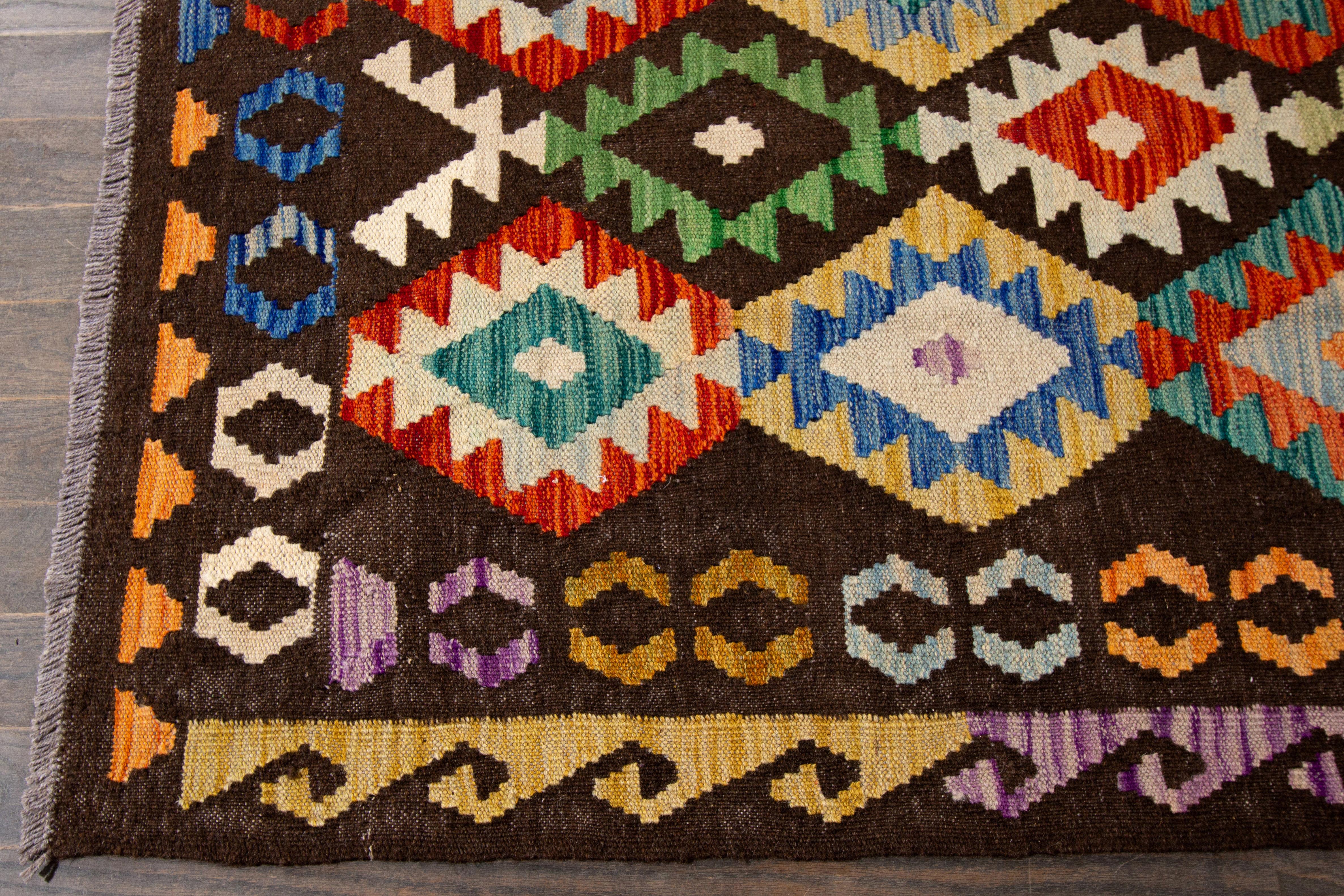 Laine Tapis Kilim afghan contemporain en vente