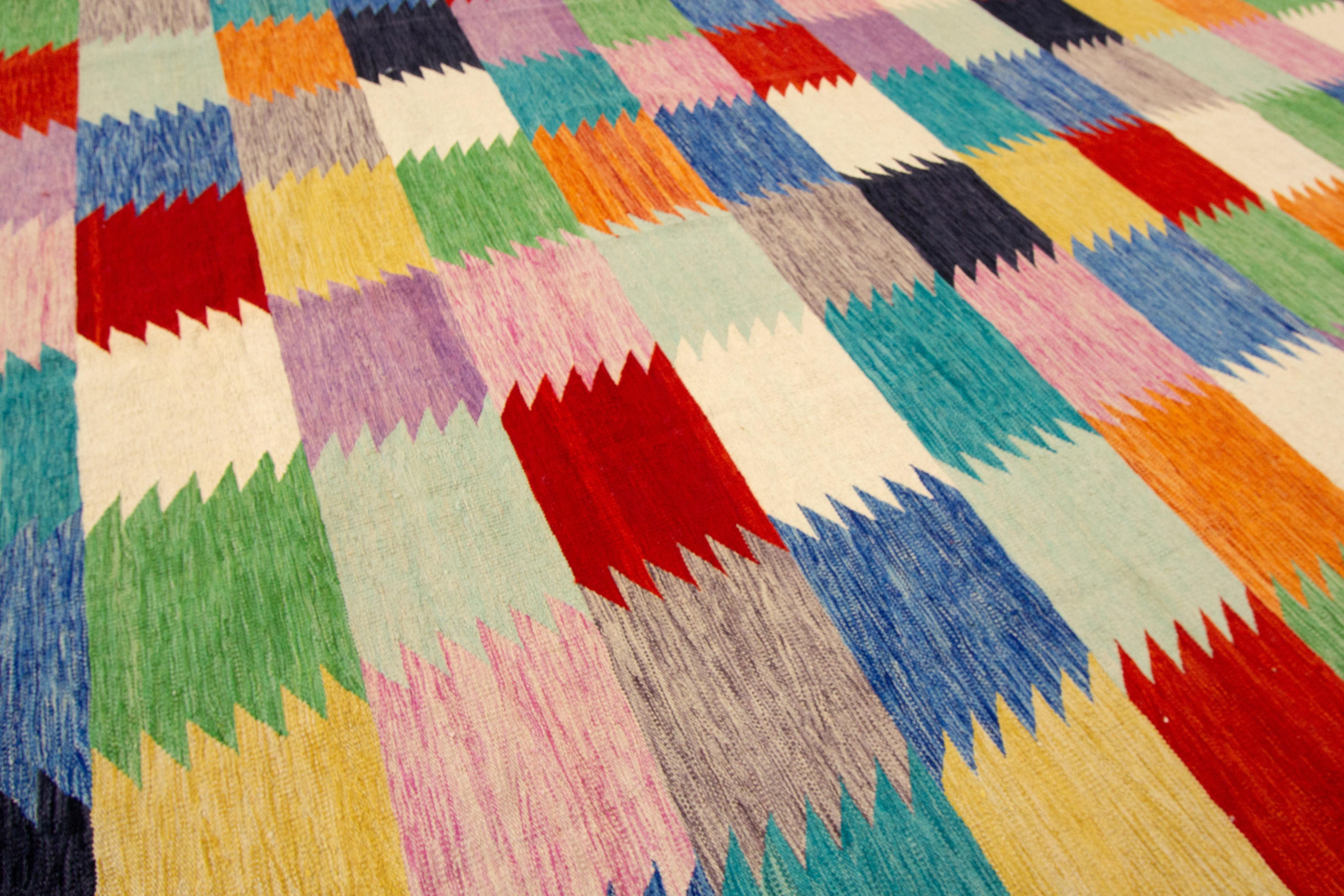 Laine Tapis Kilim afghan contemporain en vente