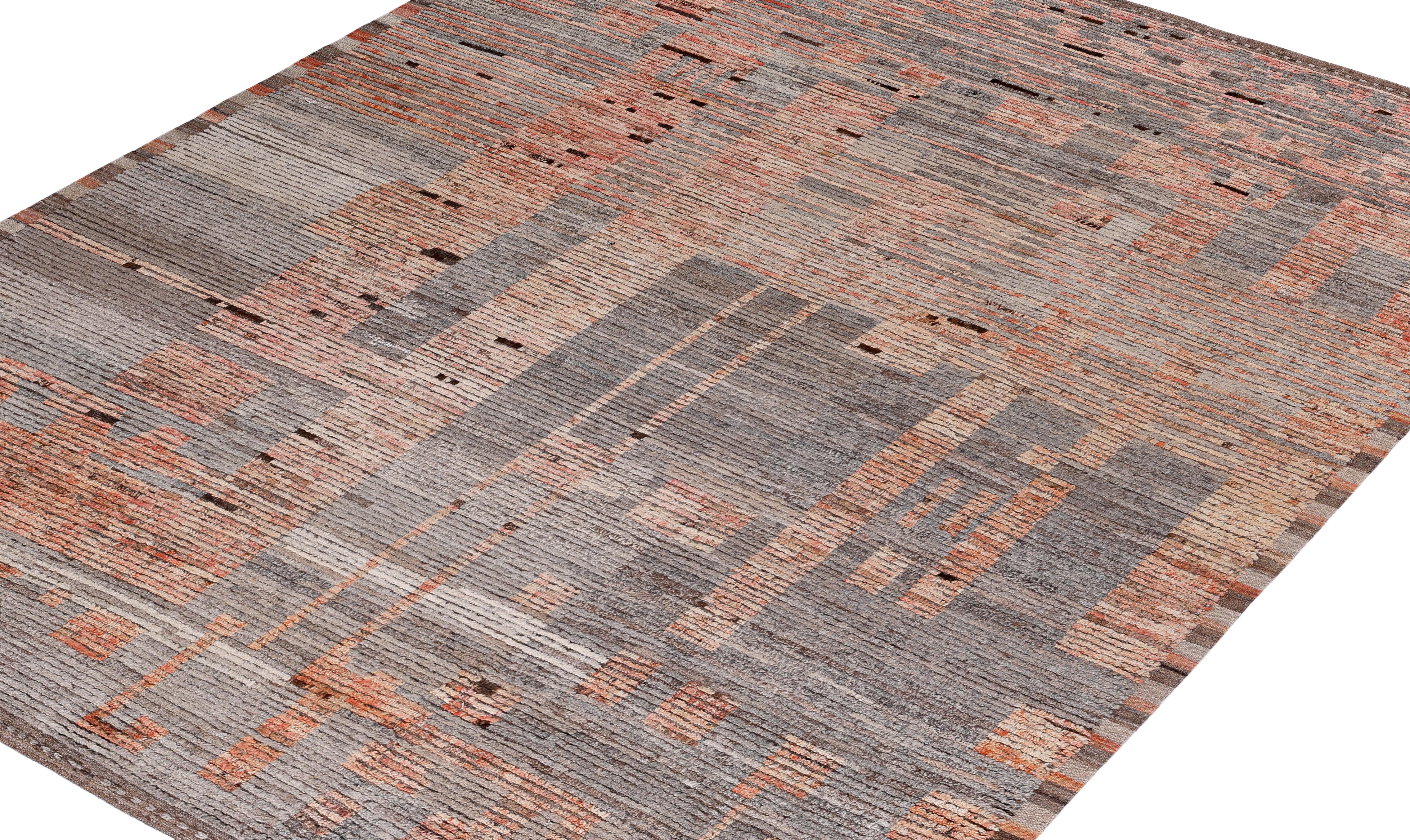 Hand-Knotted Contemporary Afghan Rug  Hand-Spun Wool, Minimalist Modern Organic Design For Sale
