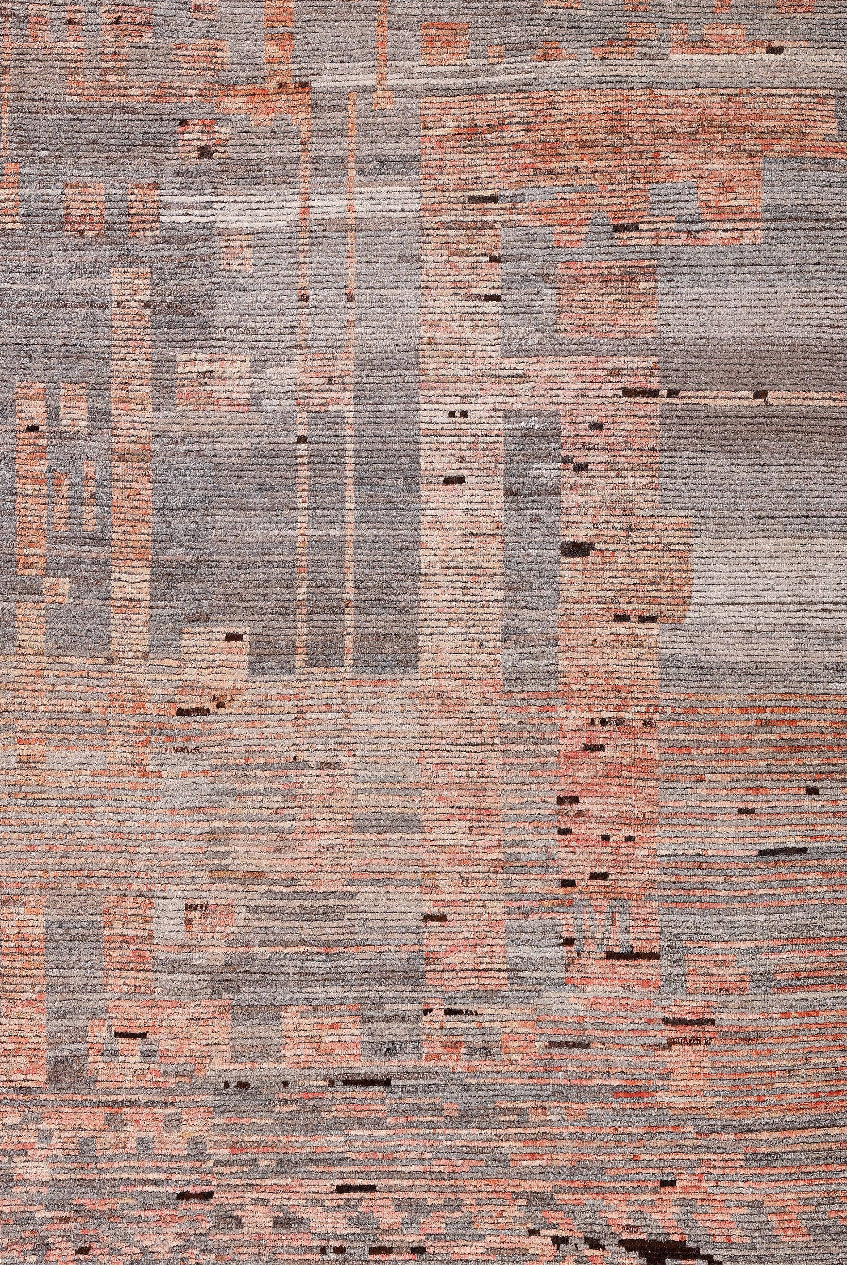 Contemporary Afghan Rug  Hand-Spun Wool, Minimalist Modern Organic Design For Sale 4