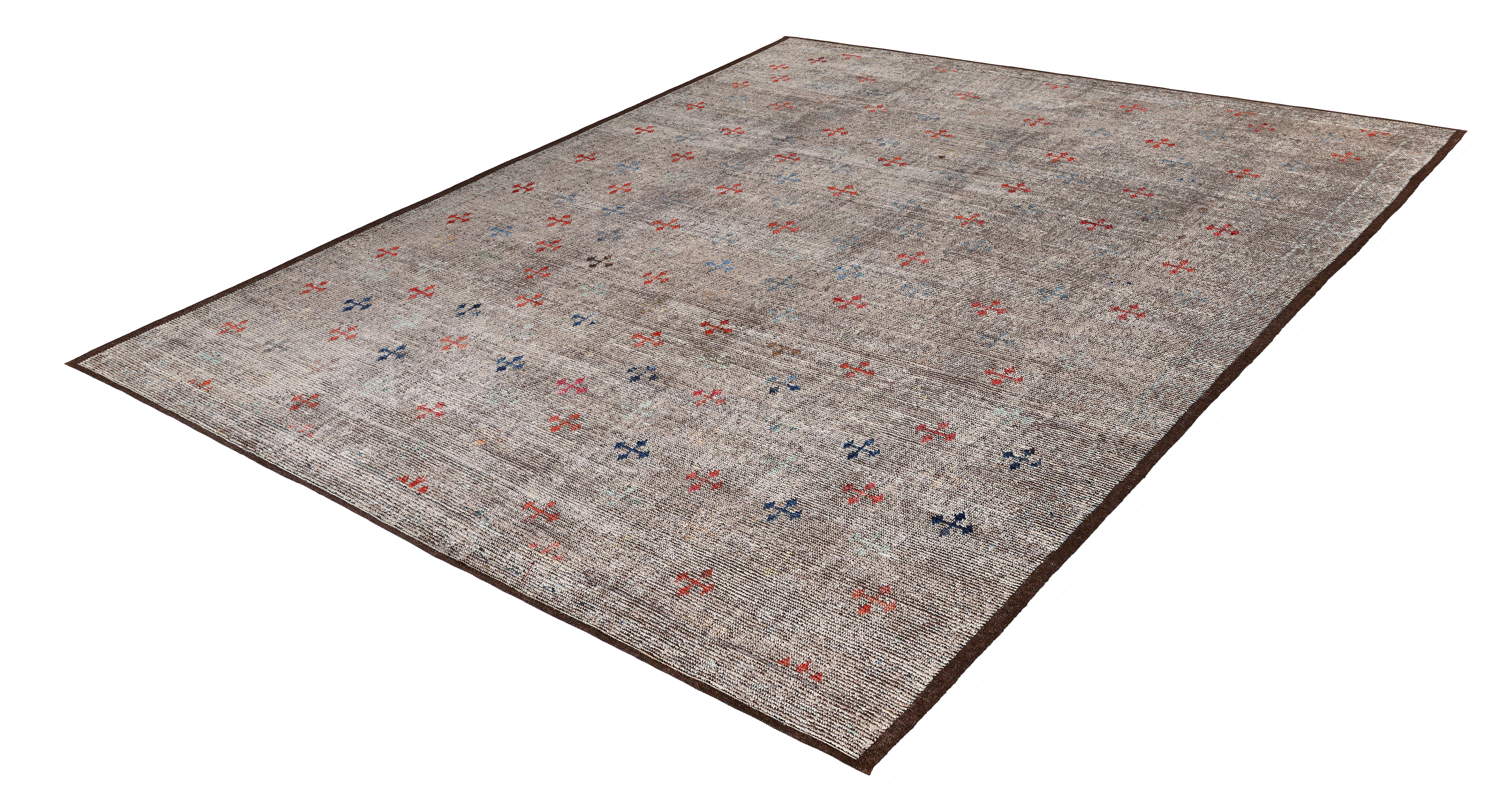 Afghano Tappeto afgano contemporaneo  Lana filata a mano, design minimalista e neutro in vendita