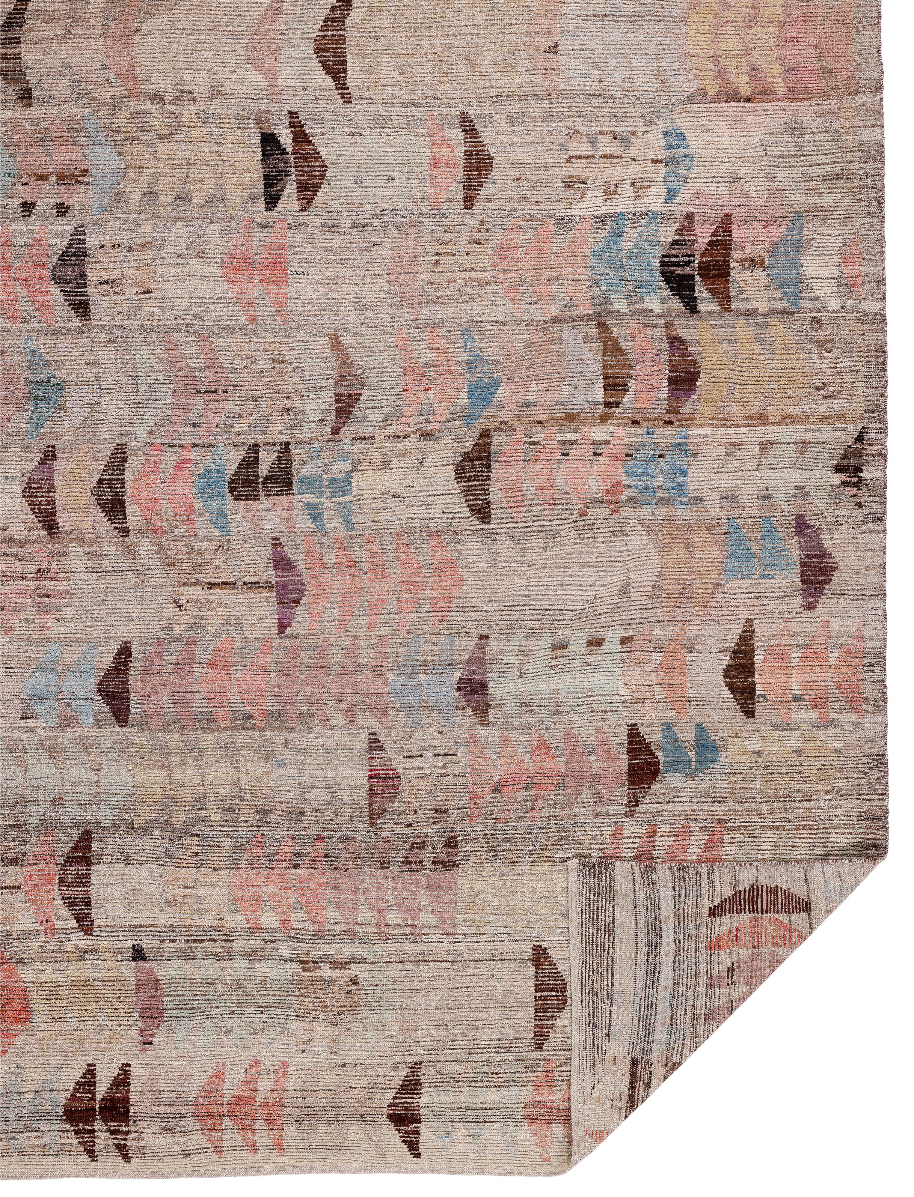 Contemporary Afghan Rug  Hand-Spun Wool, Vegetable Dyes & Minimalist Design For Sale 5