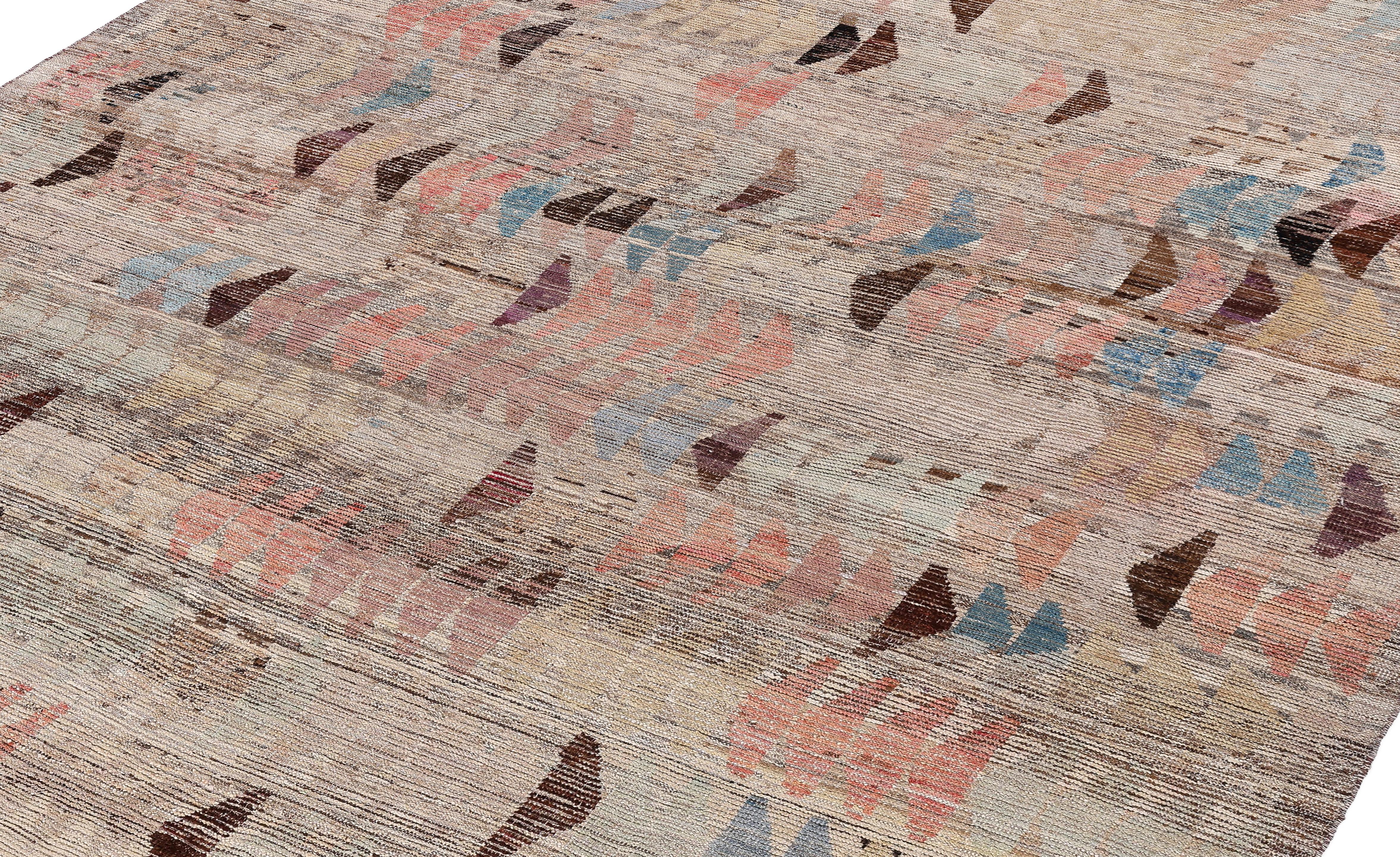 Organic Modern Contemporary Afghan Rug  Hand-Spun Wool, Vegetable Dyes & Minimalist Design For Sale