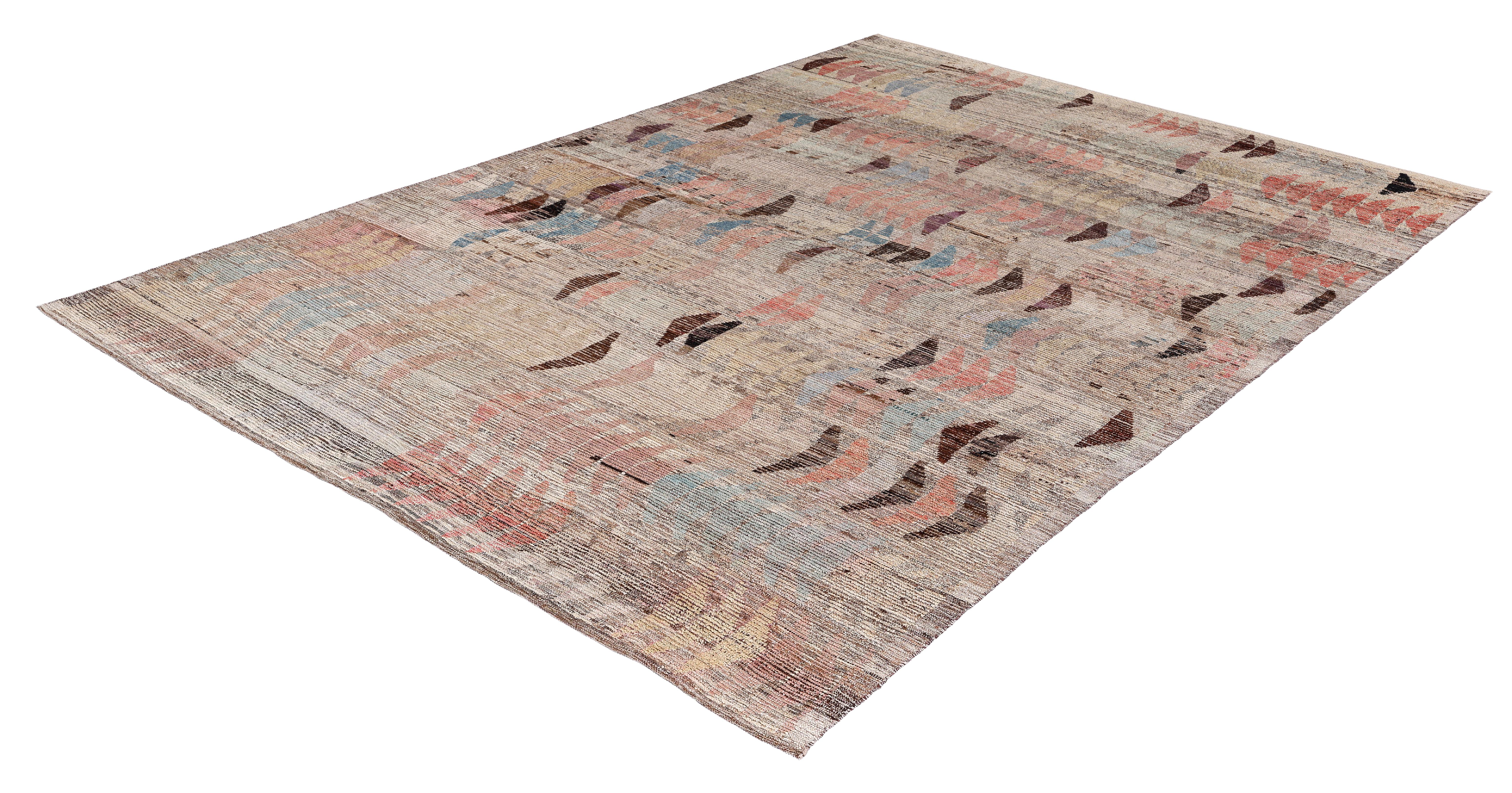 Contemporary Afghan Rug  Hand-Spun Wool, Vegetable Dyes & Minimalist Design In New Condition For Sale In New York, NY