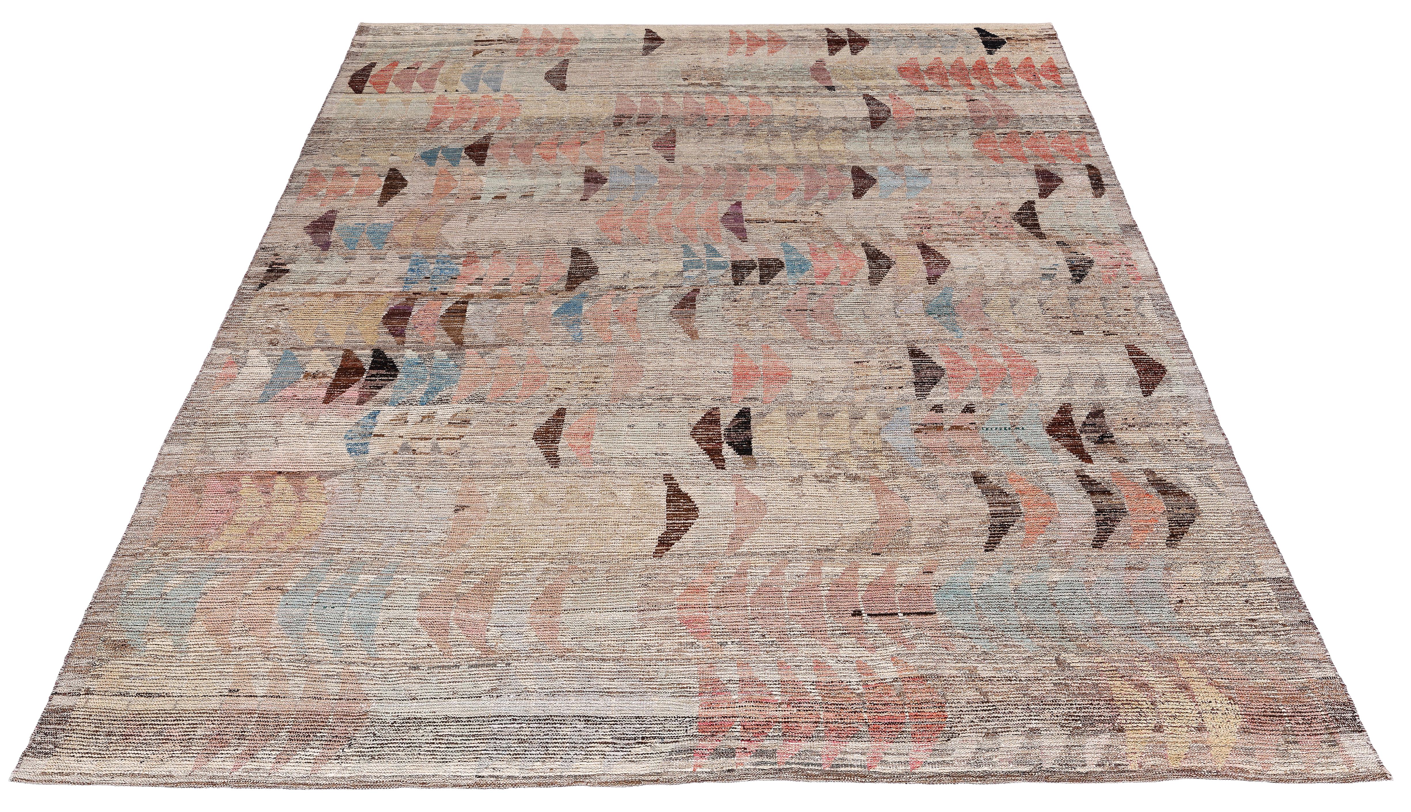 Contemporary Afghan Rug  Hand-Spun Wool, Vegetable Dyes & Minimalist Design For Sale 1