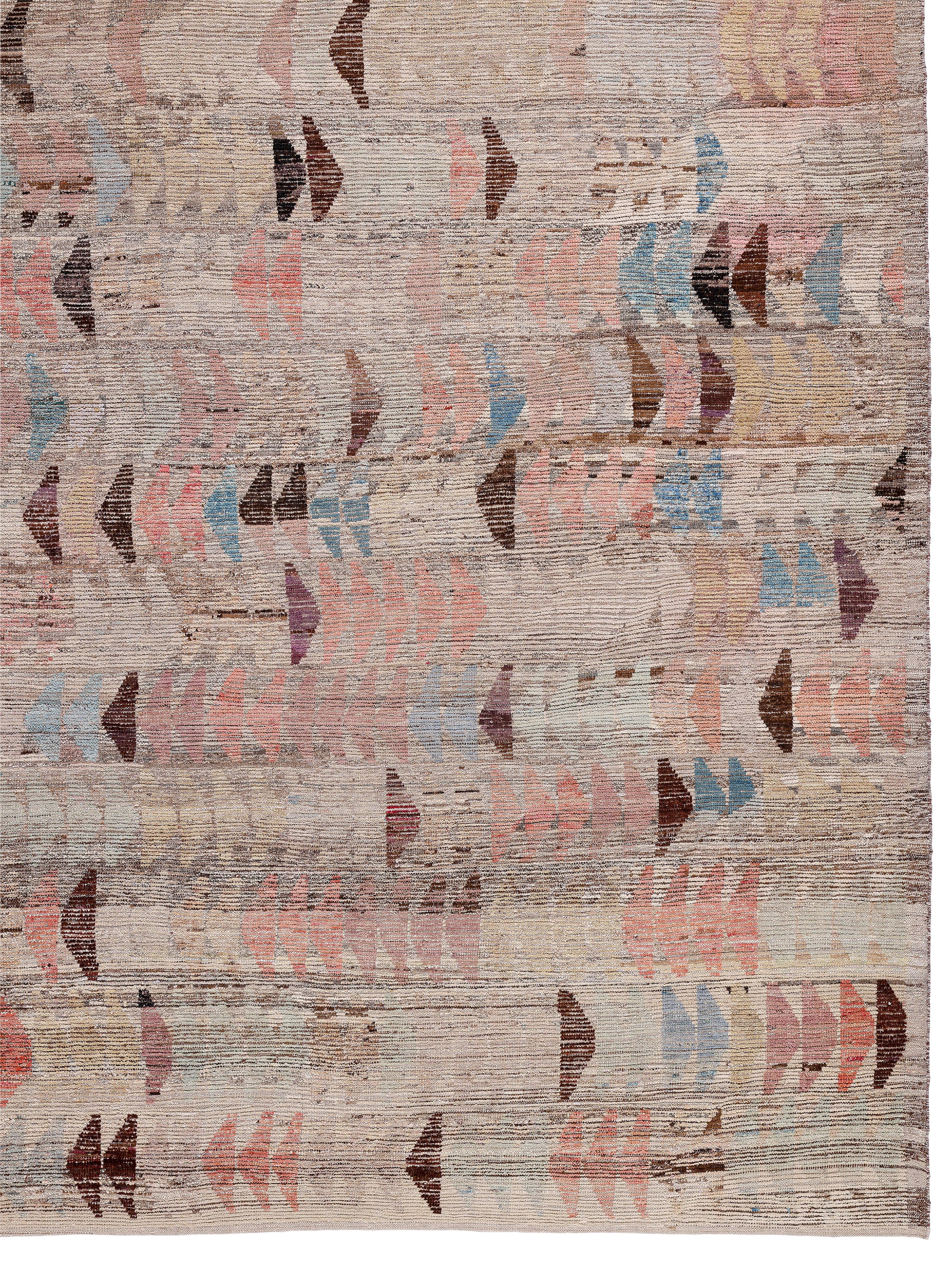 Contemporary Afghan Rug  Hand-Spun Wool, Vegetable Dyes & Minimalist Design For Sale 4