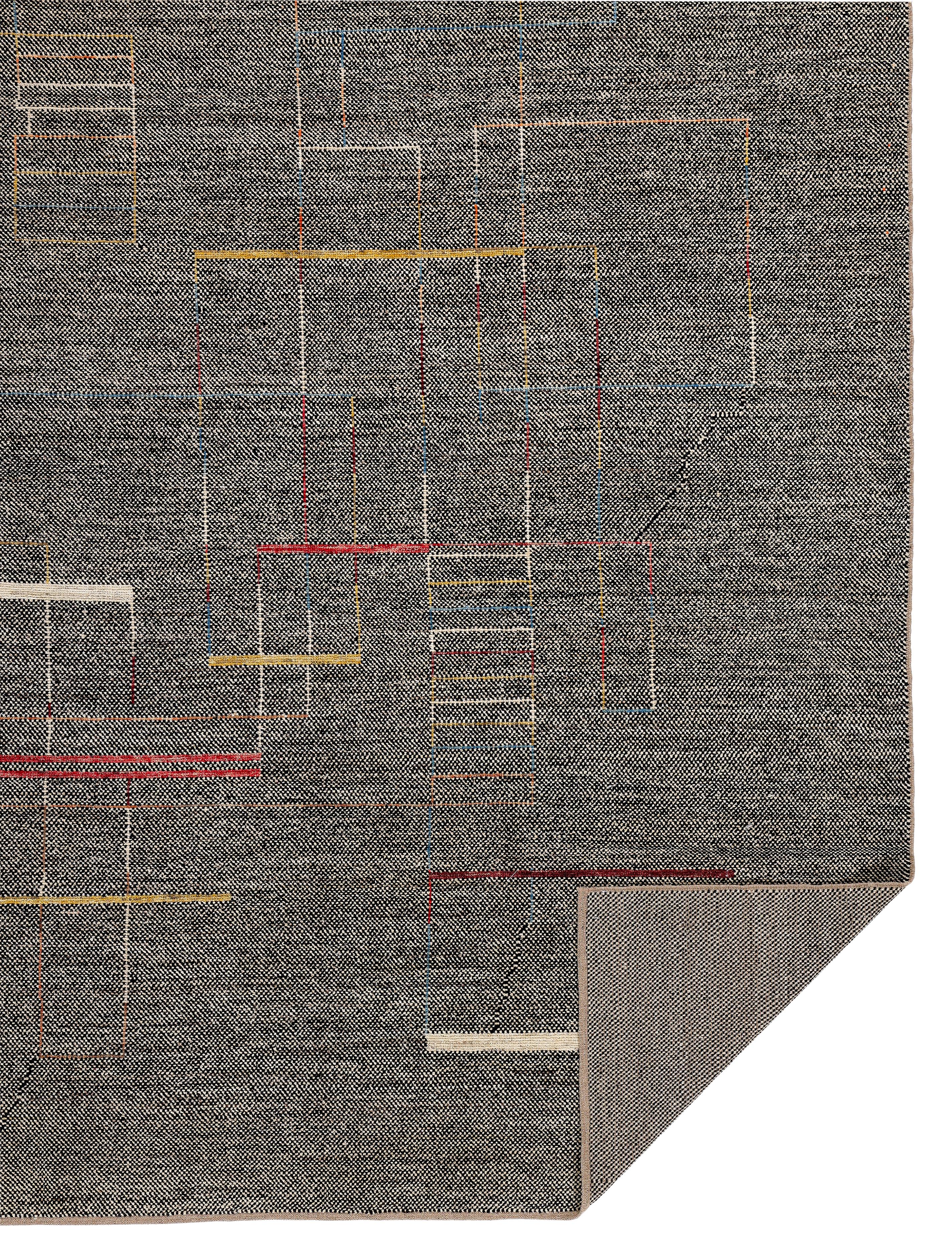 Contemporary Afghan Rug  Neutral Wool, Minimalist Geometric Modern Design For Sale 6