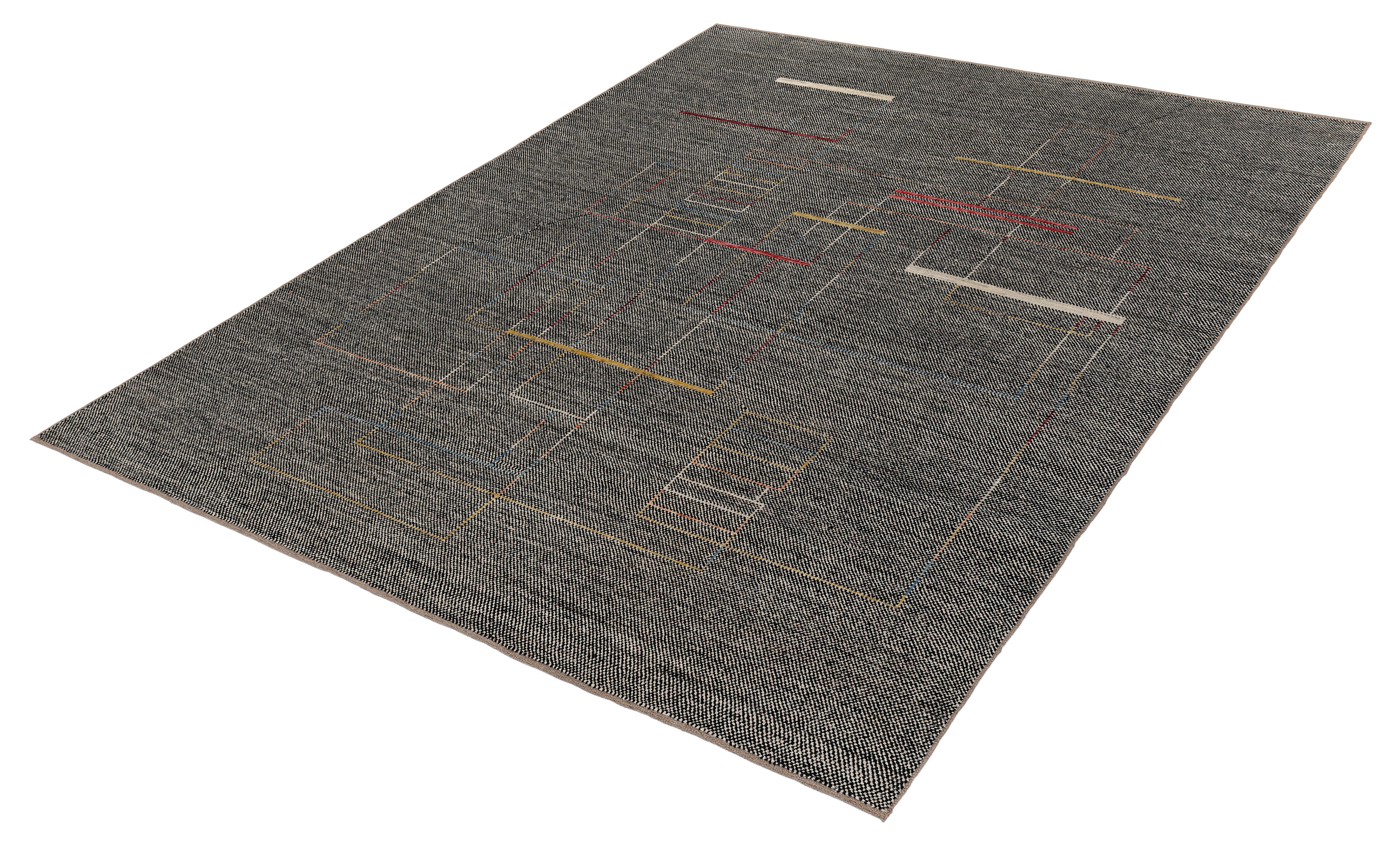 Contemporary Afghan Rug  Neutral Wool, Minimalist Geometric Modern Design For Sale 1