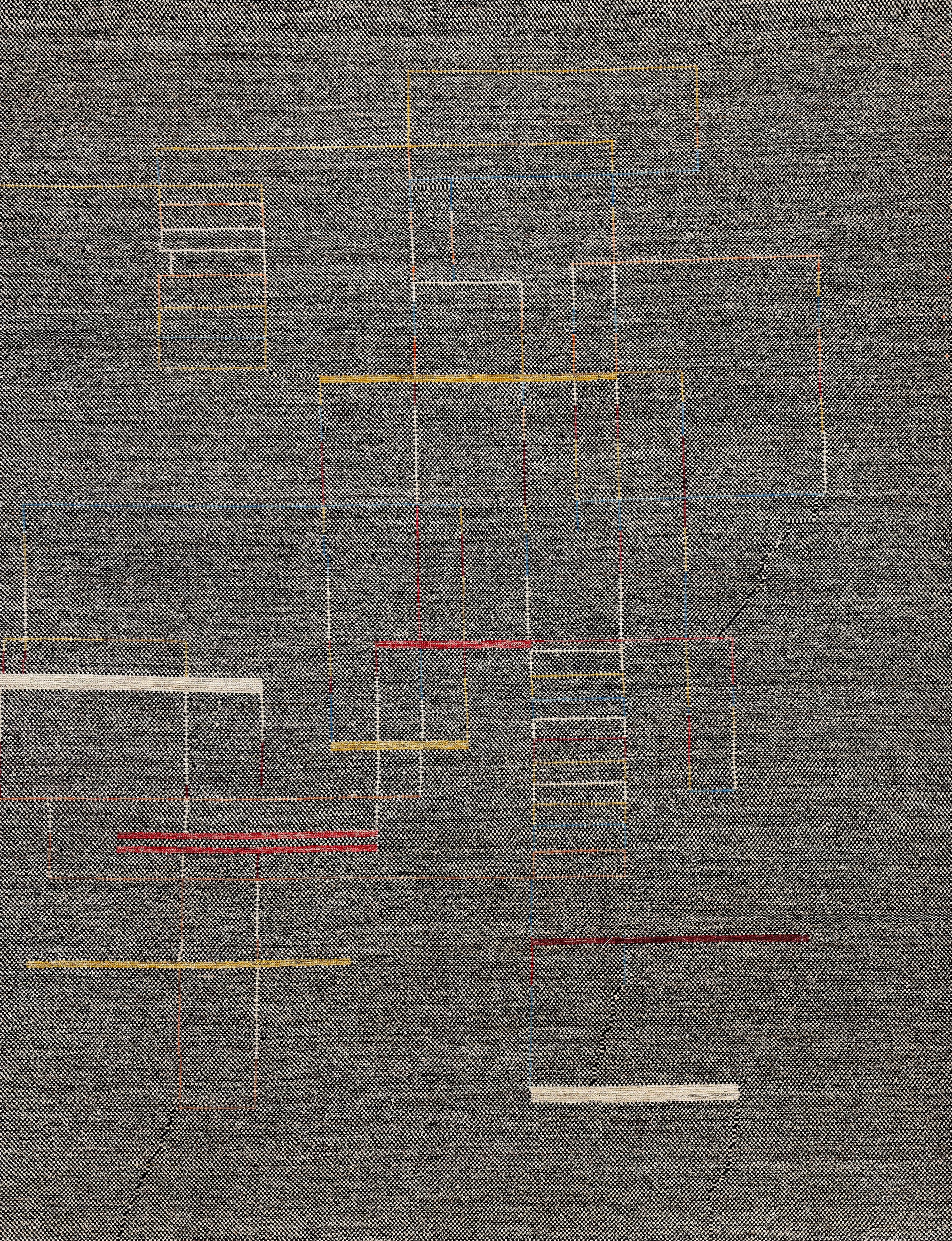 Contemporary Afghan Rug  Neutral Wool, Minimalist Geometric Modern Design For Sale 5