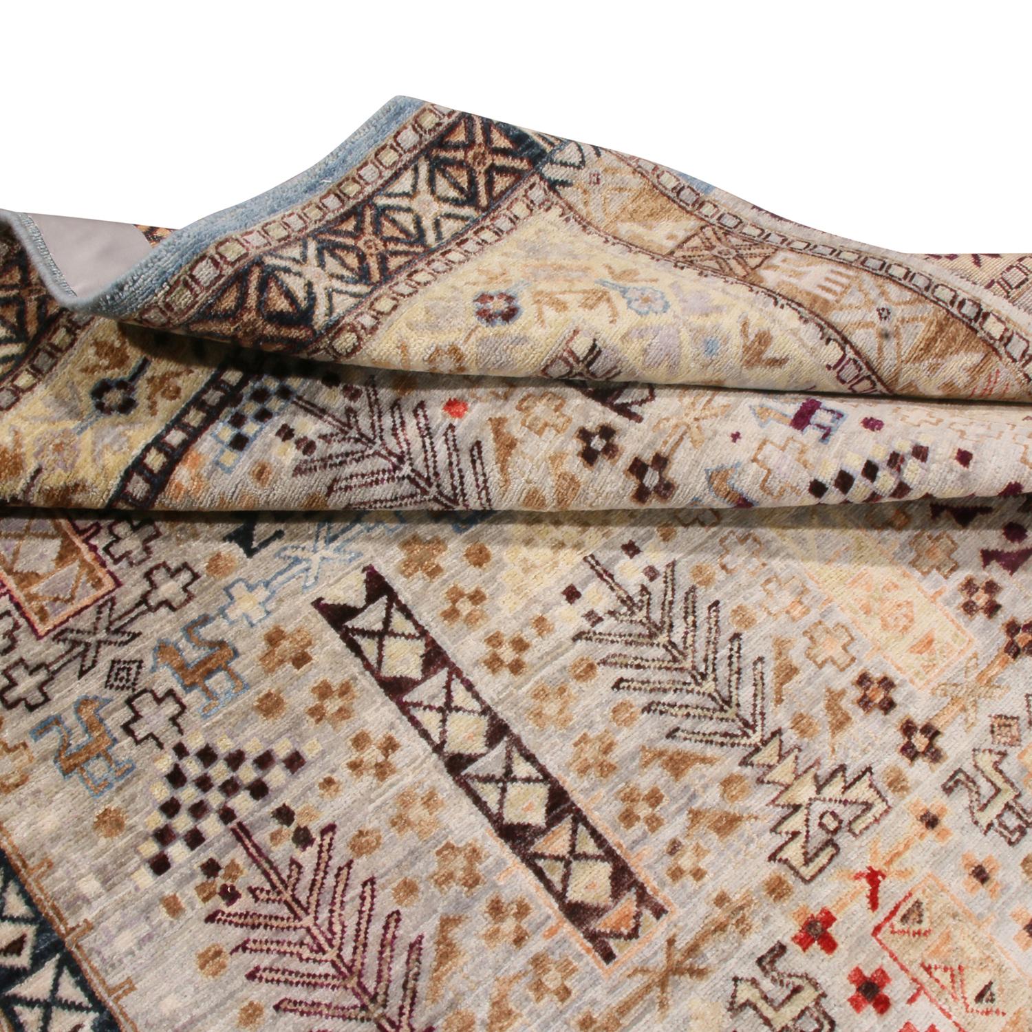 Rug & Kilim's Contemporary Afghani Tribal Beige, Brown Multi-Color Wool Rug For Sale 2