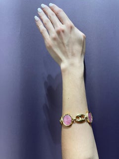 Bracelet à maillons contemporain « Maria » en agate et or jaune