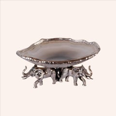 Contemporary Agate Bowl with elphants base by Alcino Silversmith
