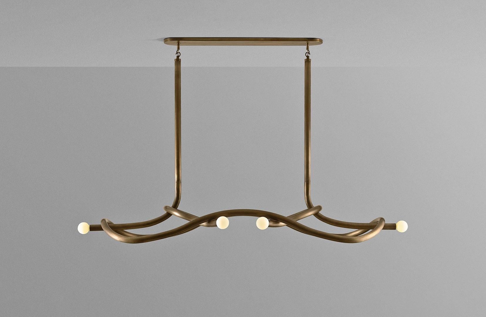 Contemporary Polished Brass Chandelier, Tryst Six by Paul Matter

Tryst chandelier explores the relationship between interlocked forms in perfect union and balance. A study of form and function that evokes the grace and strength of the contributor