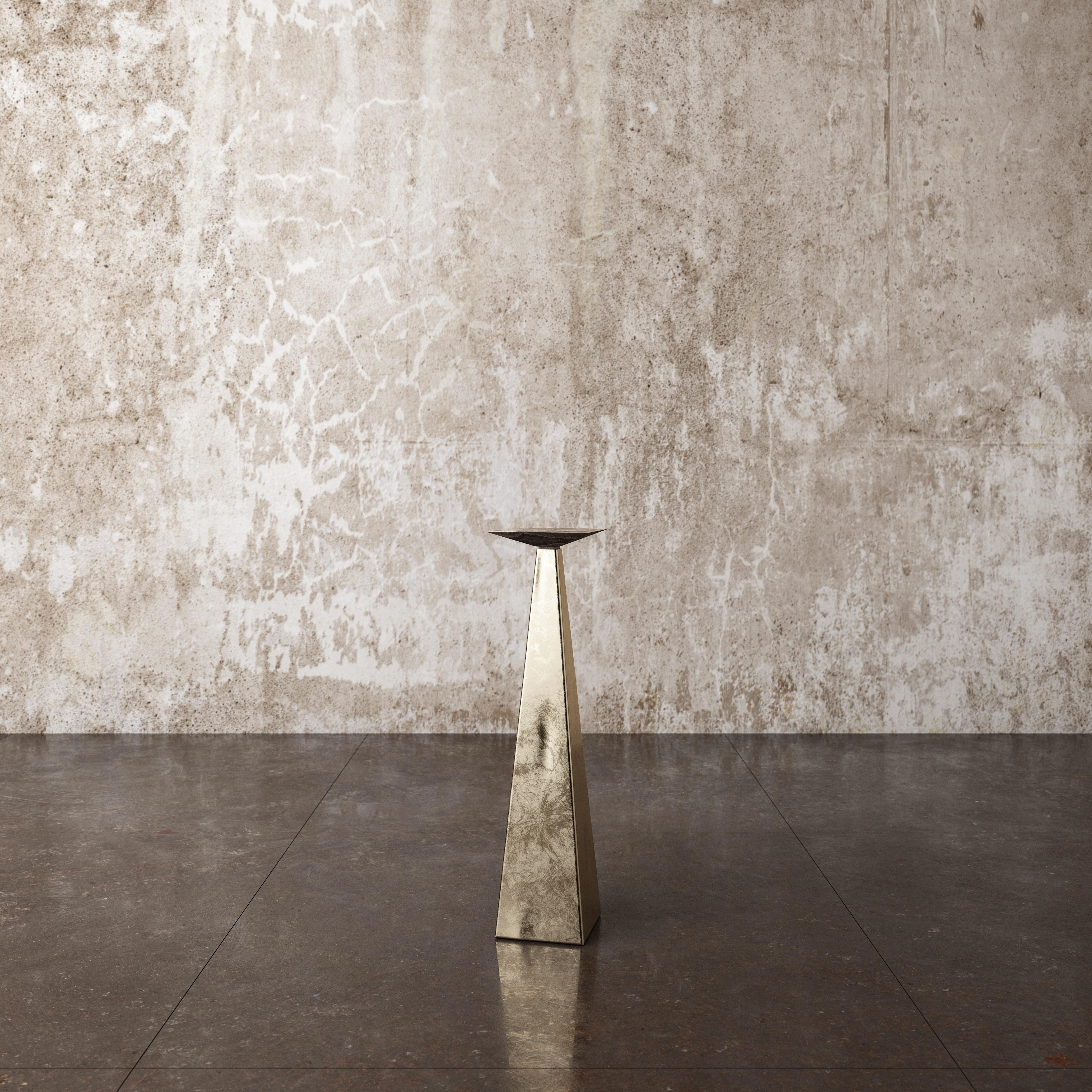 Contemporary Collide Aged Brass Side Table by Pietro Franceschini