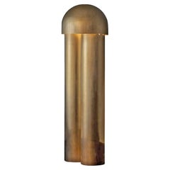 Contemporary Aged Brass Sculpted Floor Lamp, Monolith by Paul Matter
