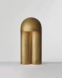 Contemporary Aged Brass Sculpted Table Lamp, Monolith Small by Paul Matter