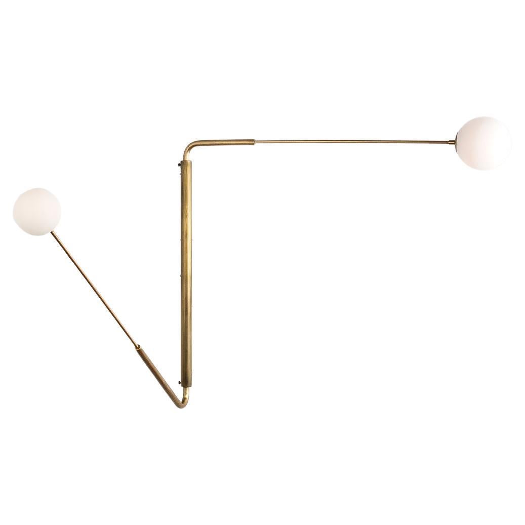 Contemporary Aged Brass Swing Arm Wall Sconce, Flutter One by Paul Matter