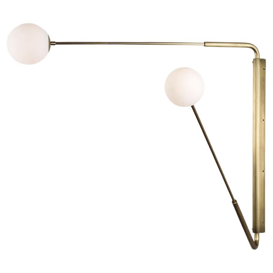 Contemporary Aged Brass Swing Arm Wall Sconce, Flutter One by Paul Matter For Sale